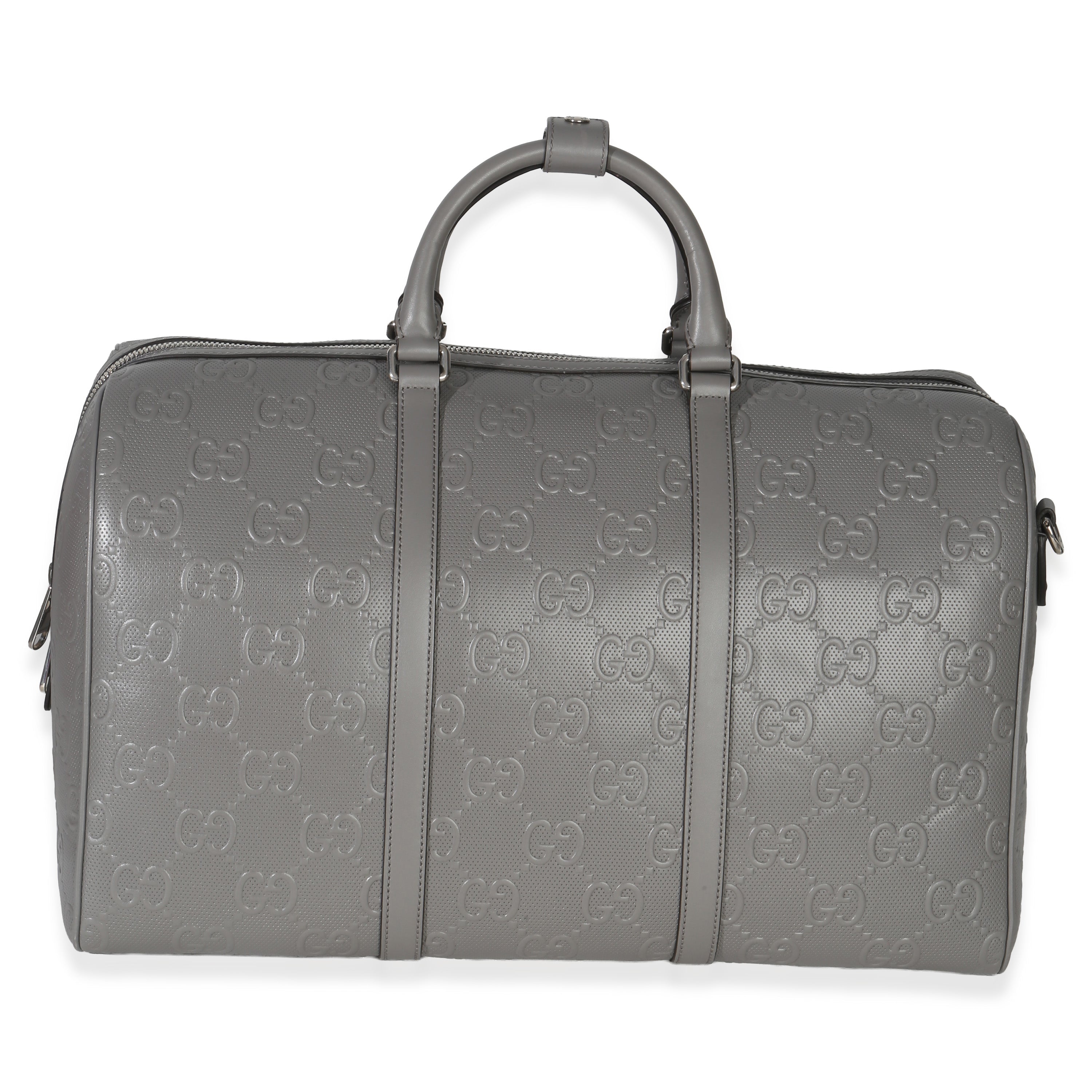 Grey Embossed Calfskin GG Tennis Medium Duffle Bag