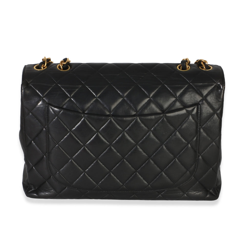Vintage 24k Black Quilted Lambskin Jumbo XL Maxi Flap Bag