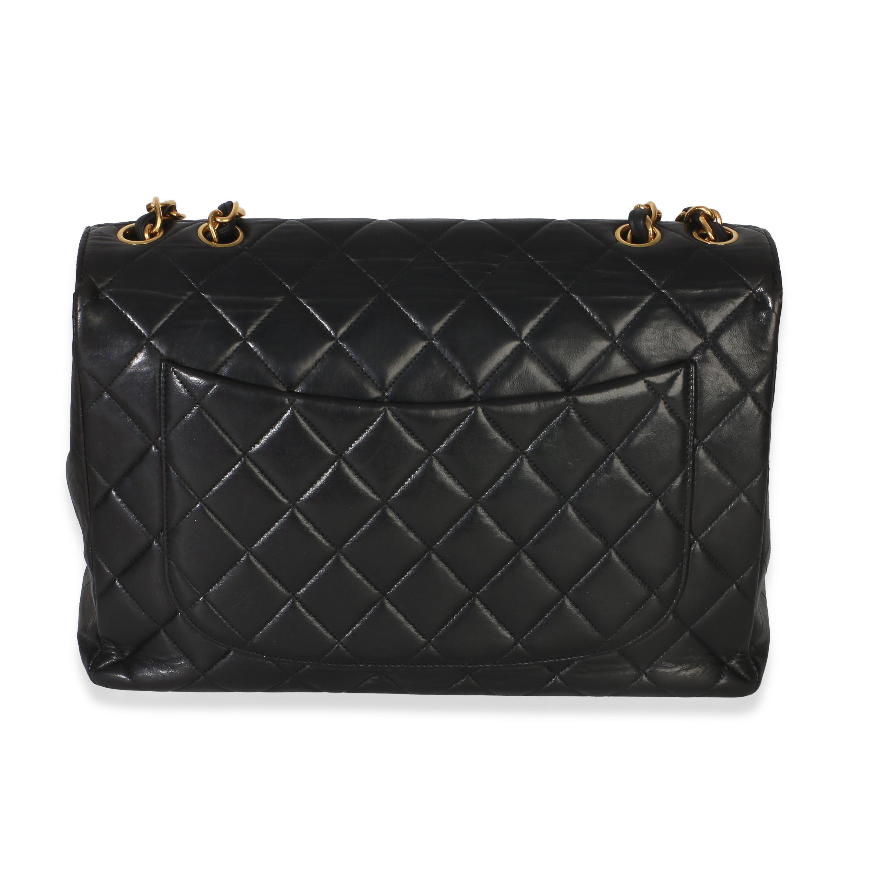 Vintage 24k Black Quilted Lambskin Jumbo XL Maxi Flap Bag