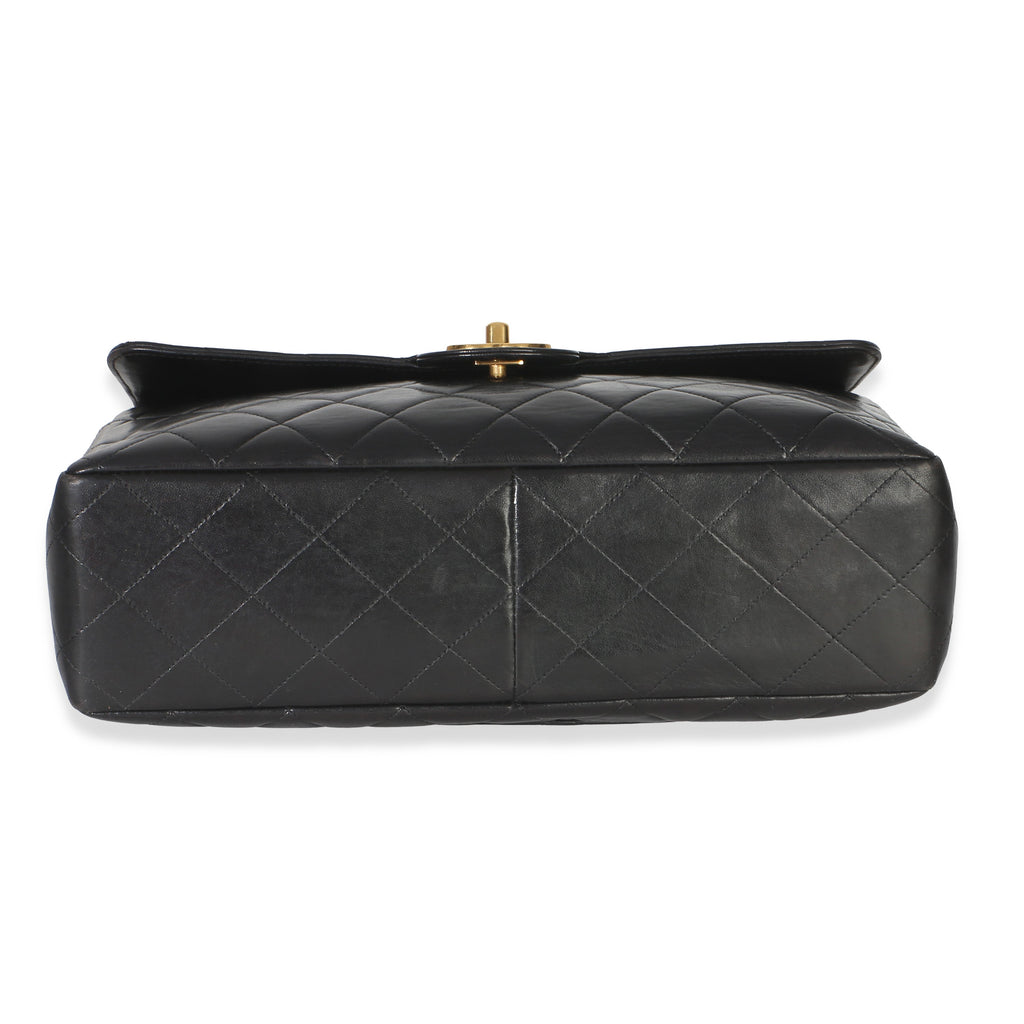 Vintage 24k Black Quilted Lambskin Jumbo XL Maxi Flap Bag