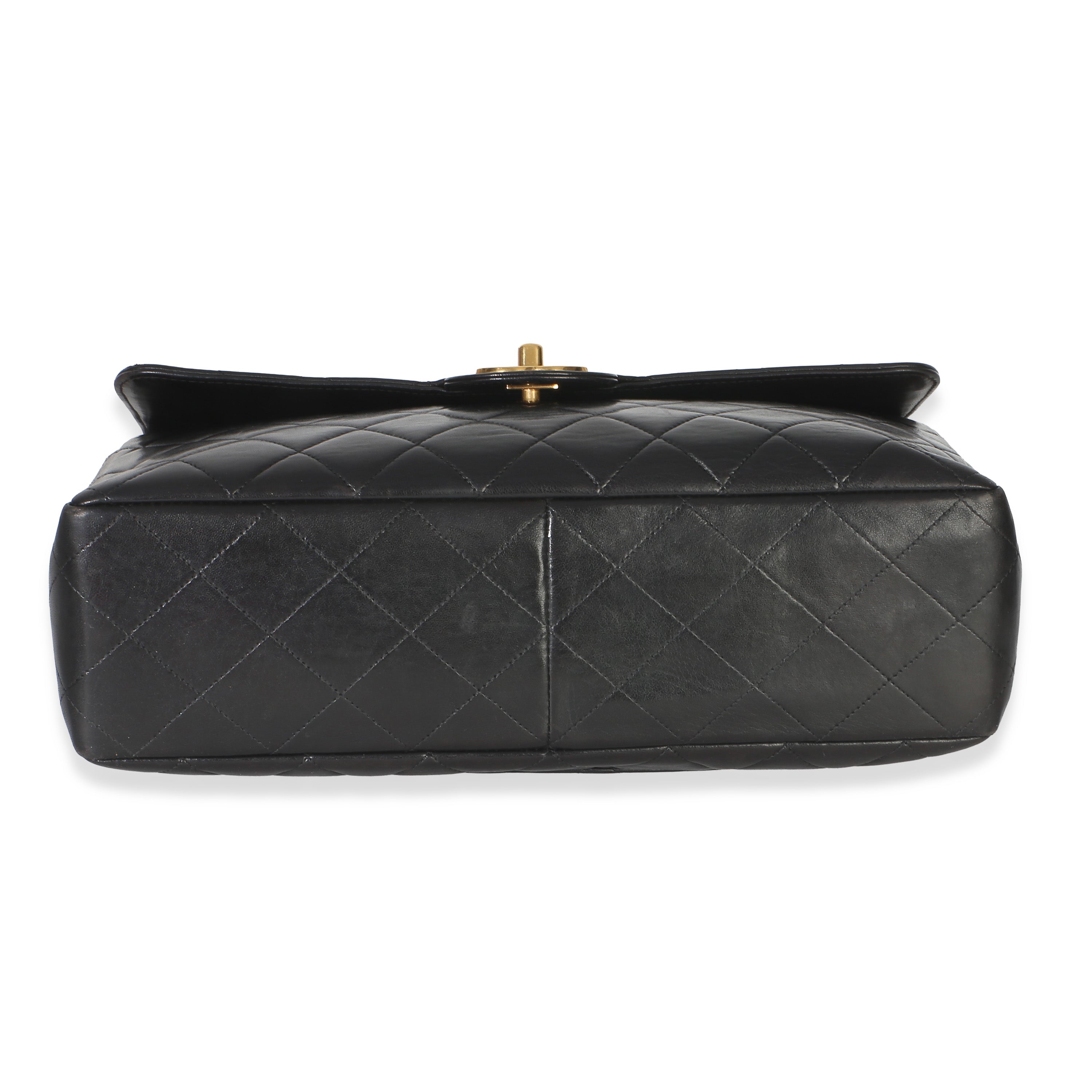 Vintage 24k Black Quilted Lambskin Jumbo XL Maxi Flap Bag
