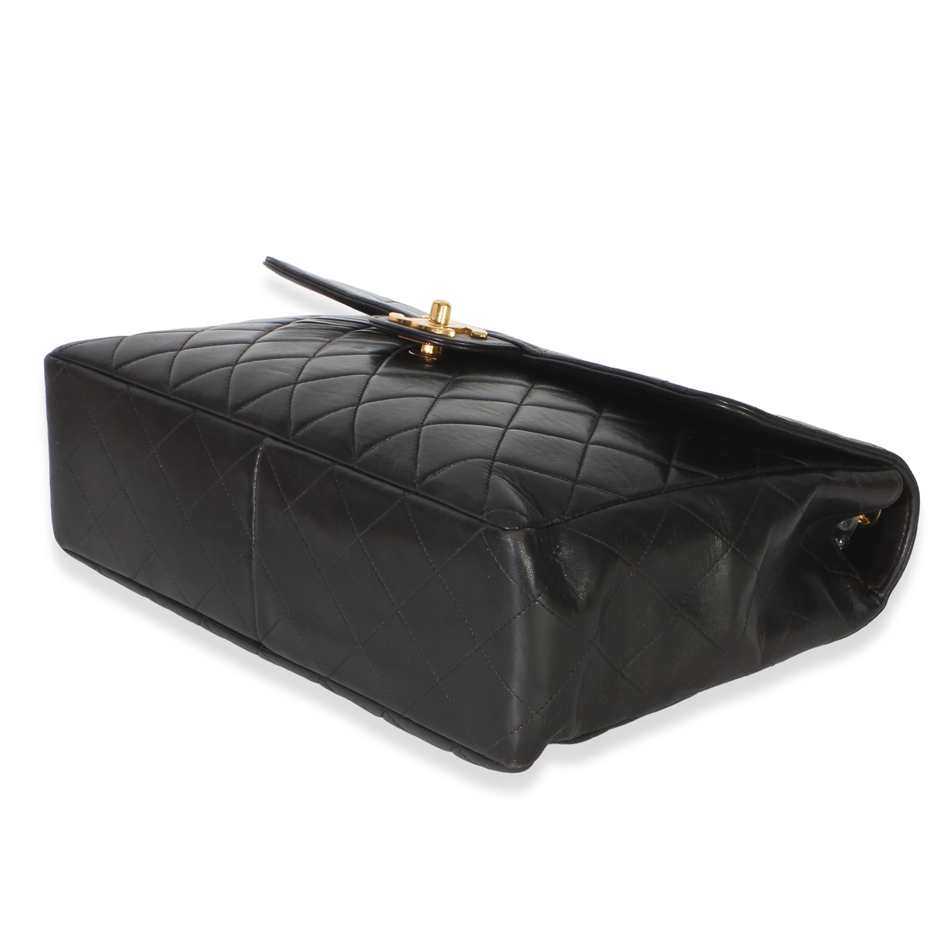 Vintage 24k Black Quilted Lambskin Jumbo XL Maxi Flap Bag