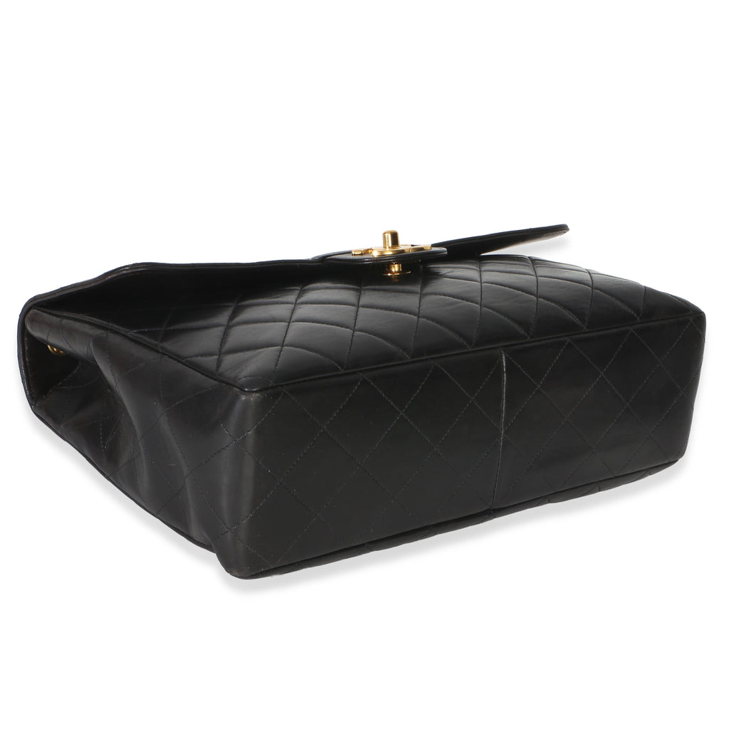 Vintage 24k Black Quilted Lambskin Jumbo XL Maxi Flap Bag