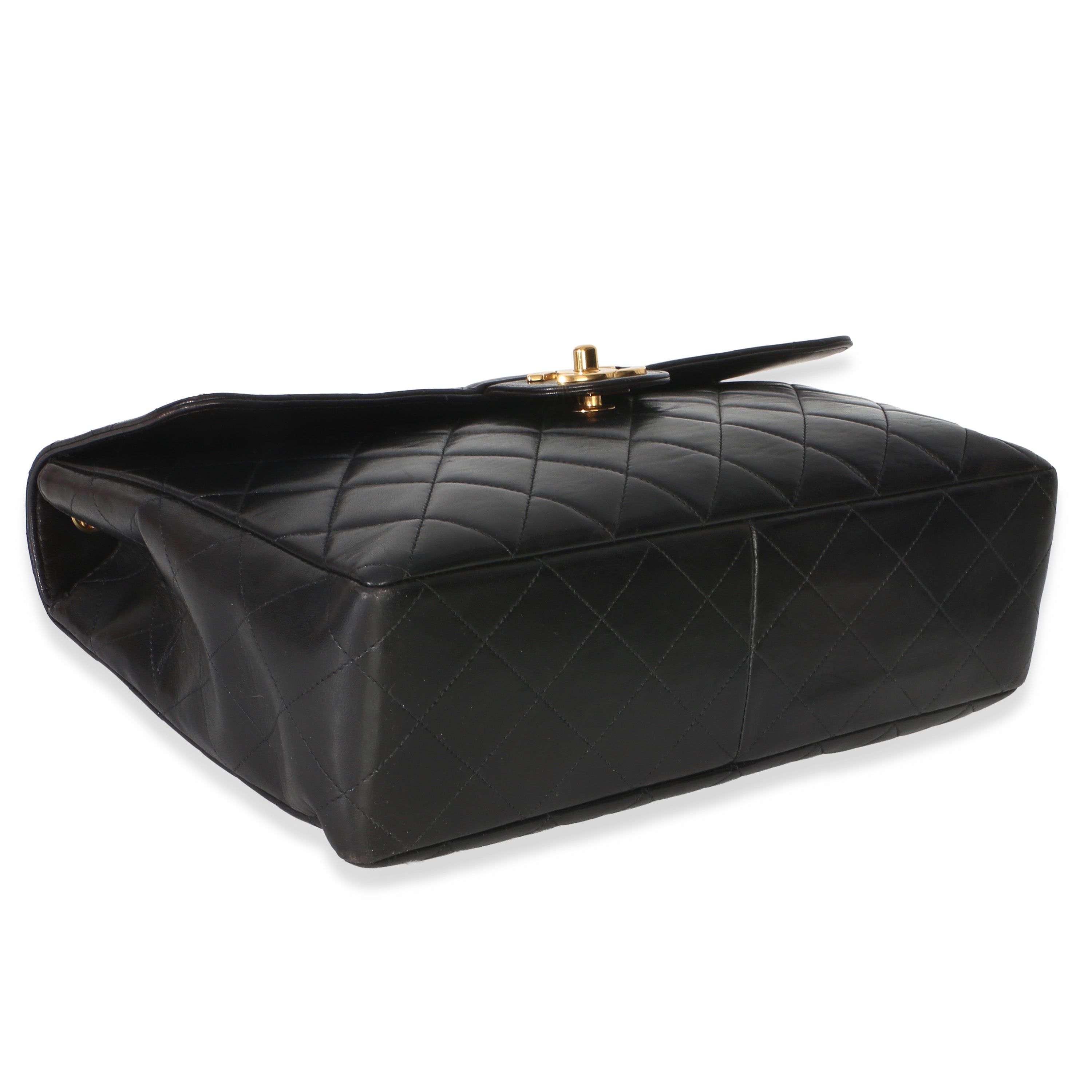 Vintage 24k Black Quilted Lambskin Jumbo XL Maxi Flap Bag
