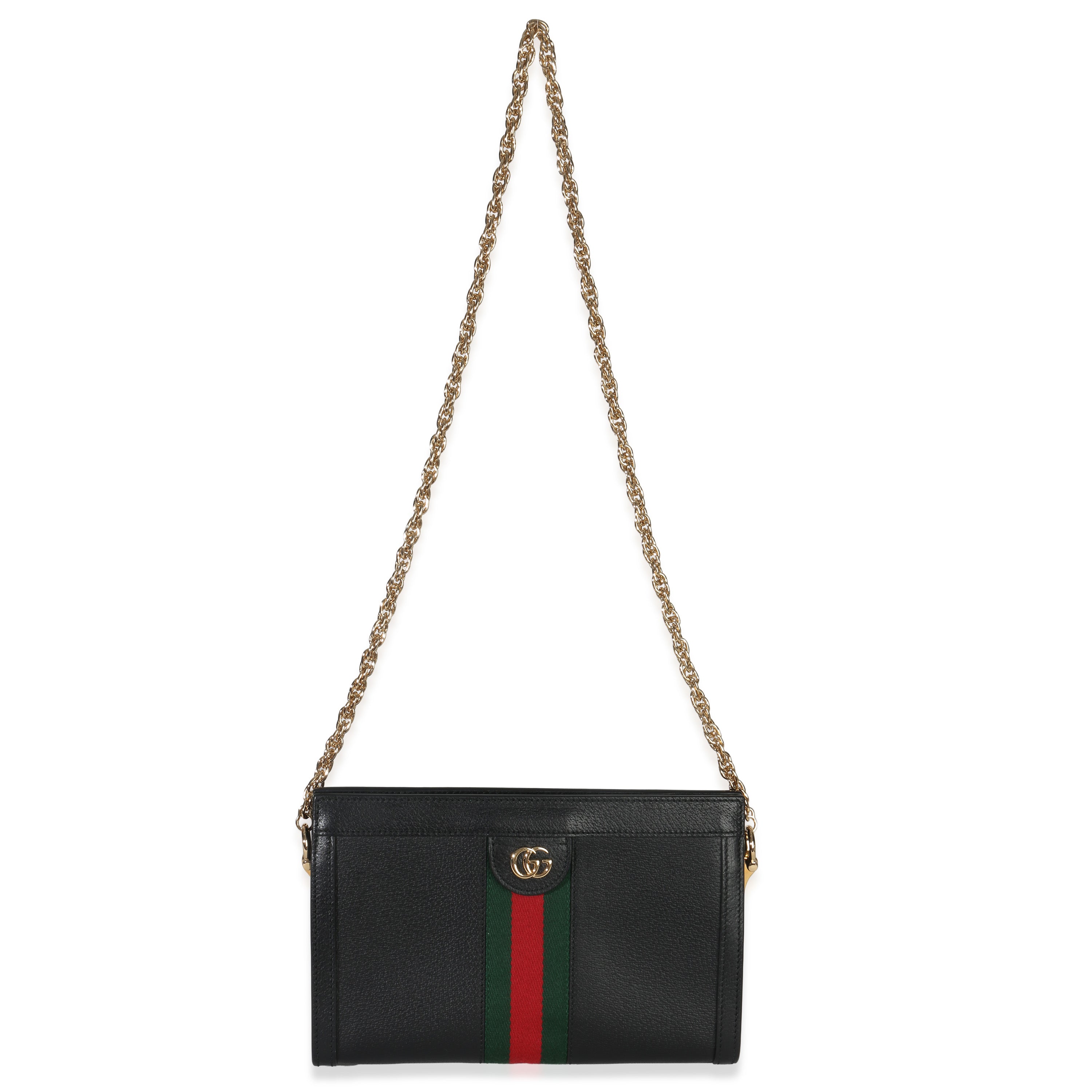 Black Calfskin GG Ophidia Small Web Chain Bag