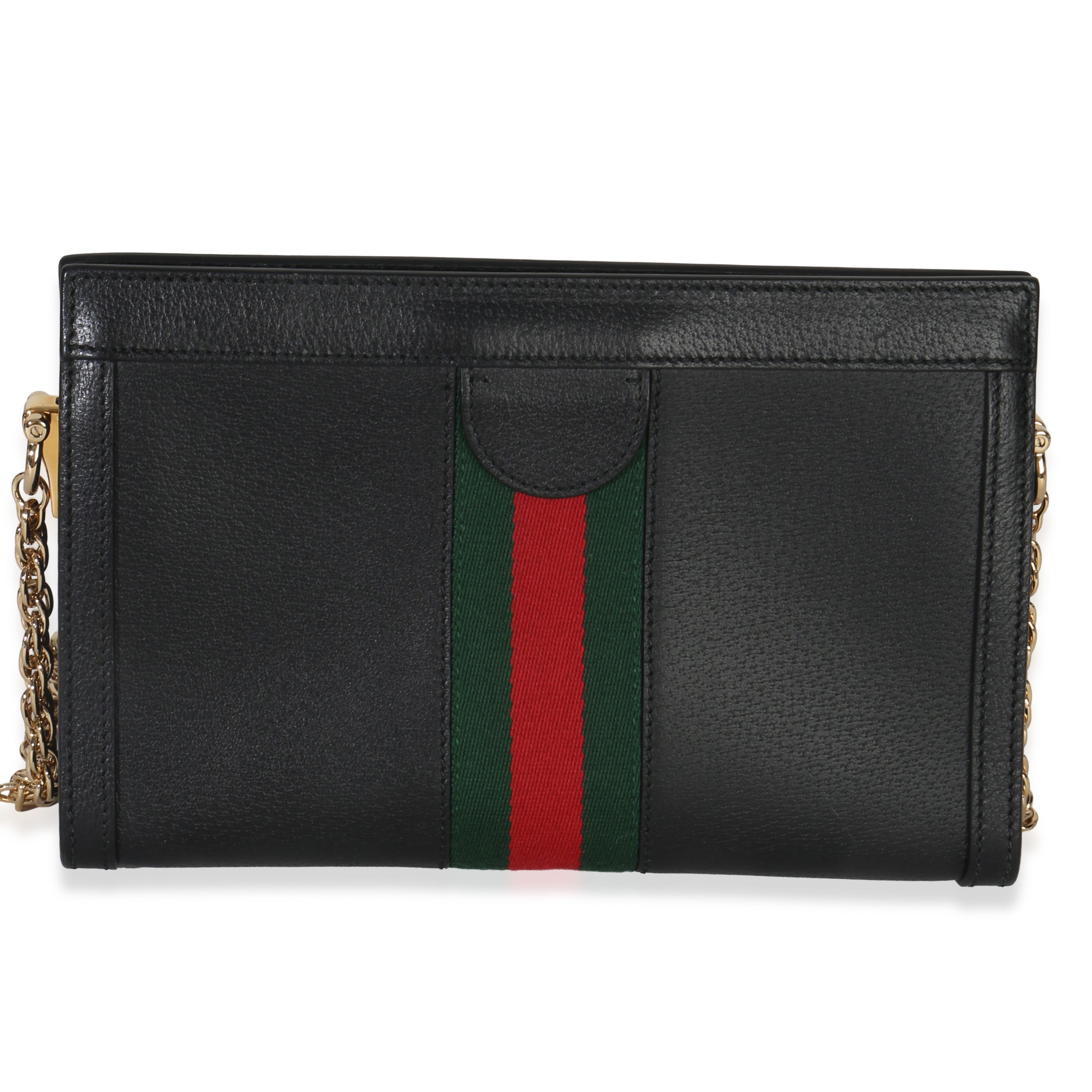 Black Calfskin GG Ophidia Small Web Chain Bag