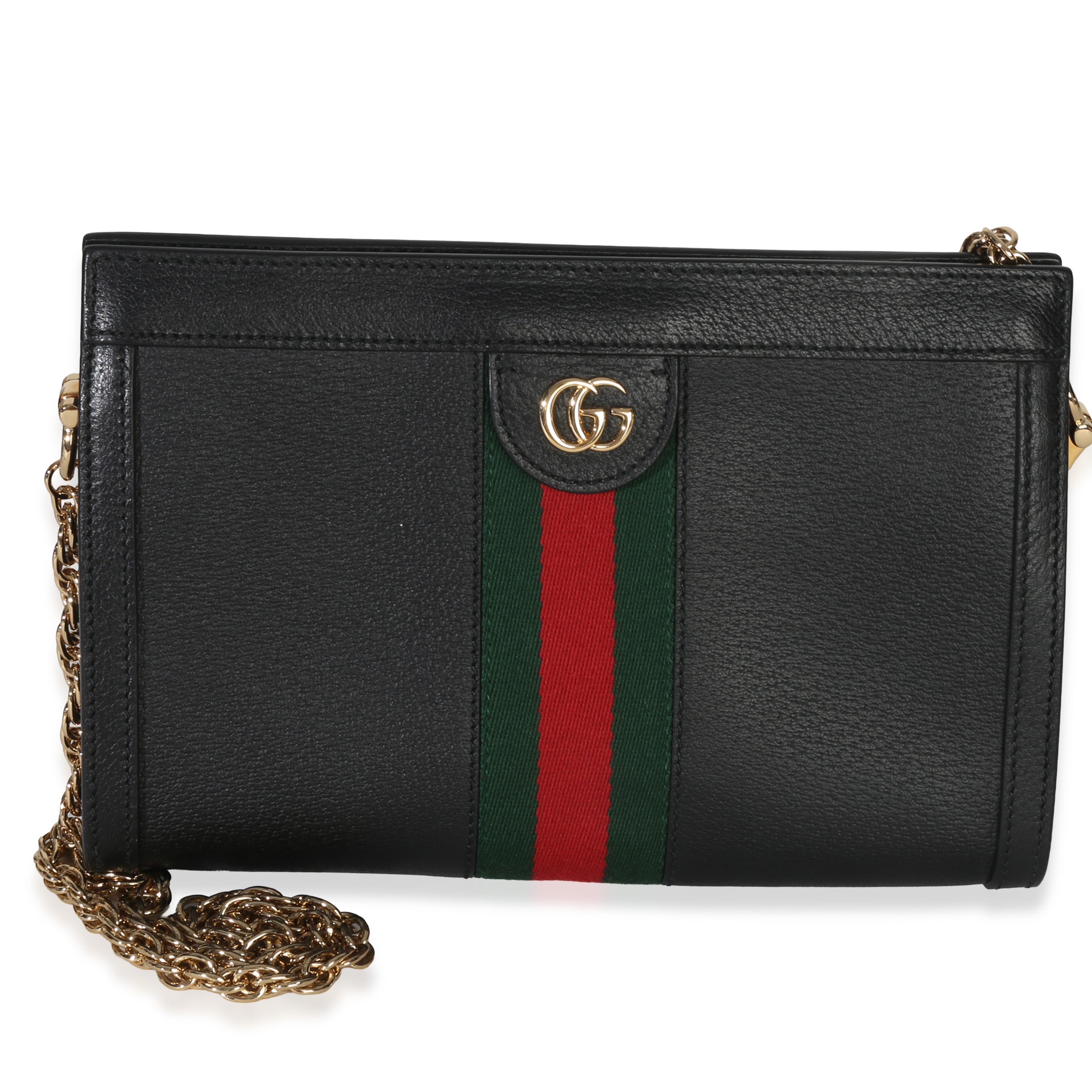 Black Calfskin GG Ophidia Small Web Chain Bag