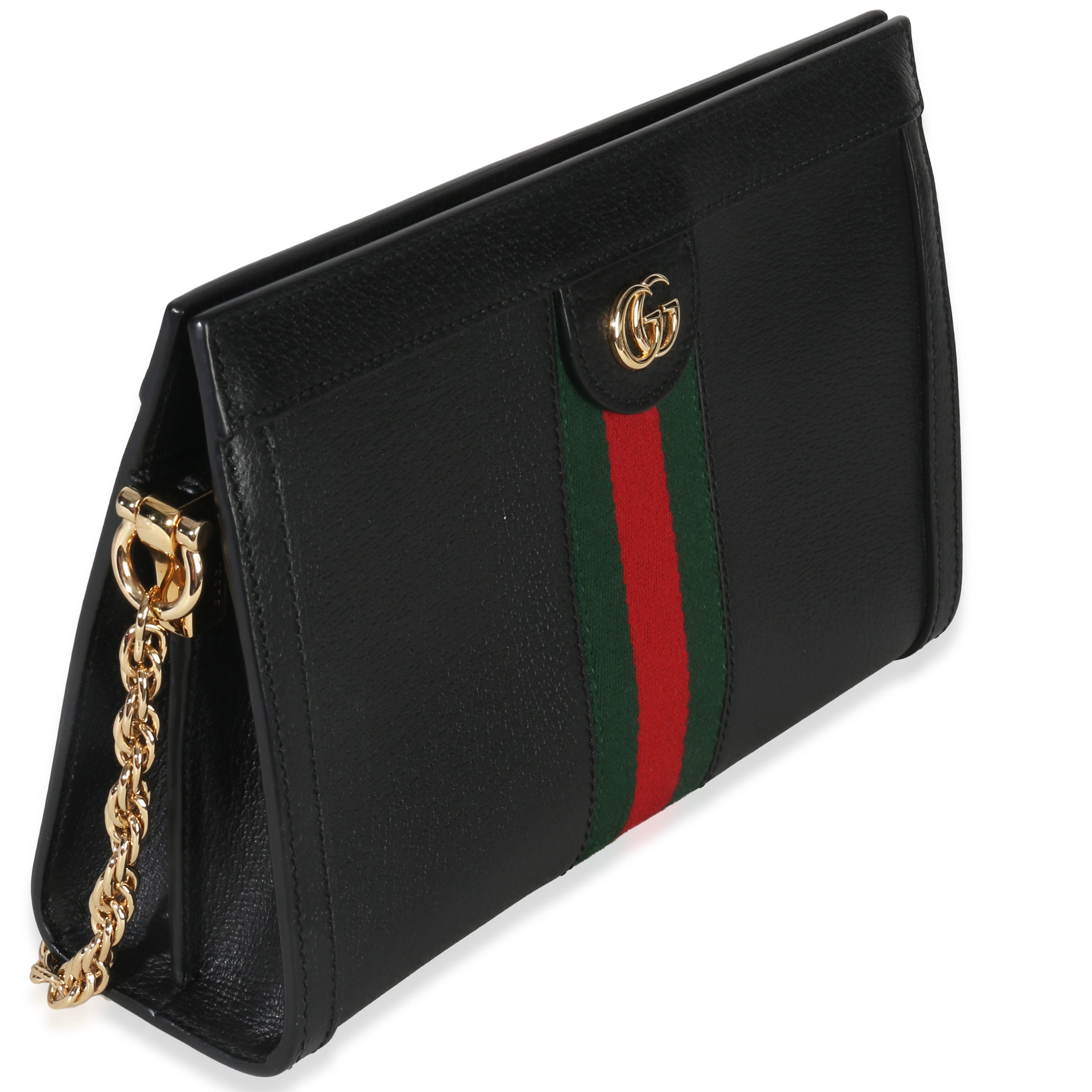 Black Calfskin GG Ophidia Small Web Chain Bag