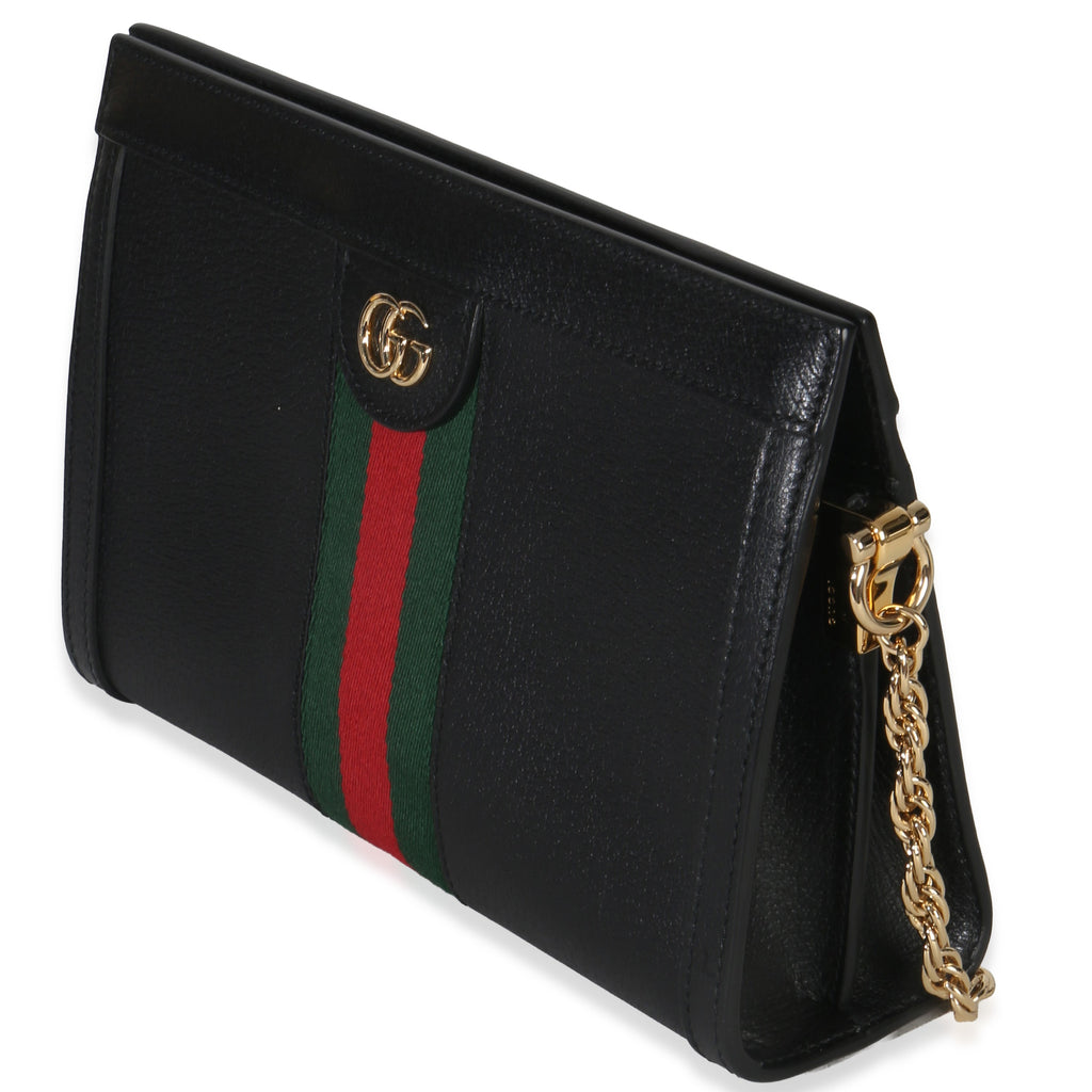 Black Calfskin GG Ophidia Small Web Chain Bag