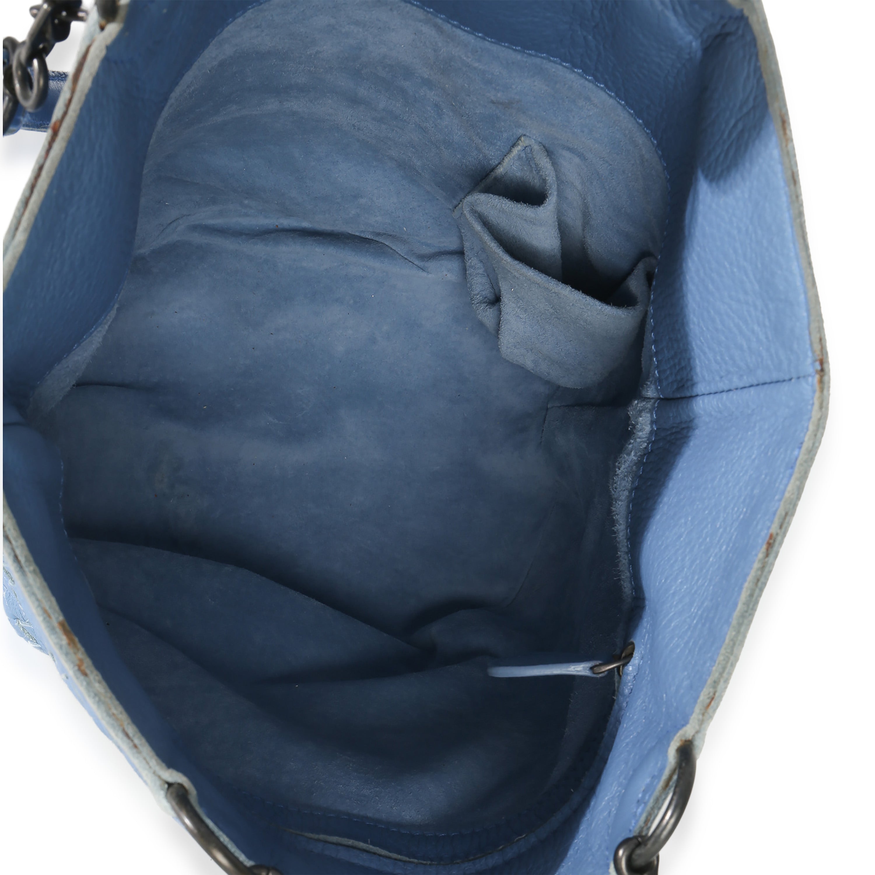 Blue Intrecciato Trimmed Cervo Small Bucket Bag