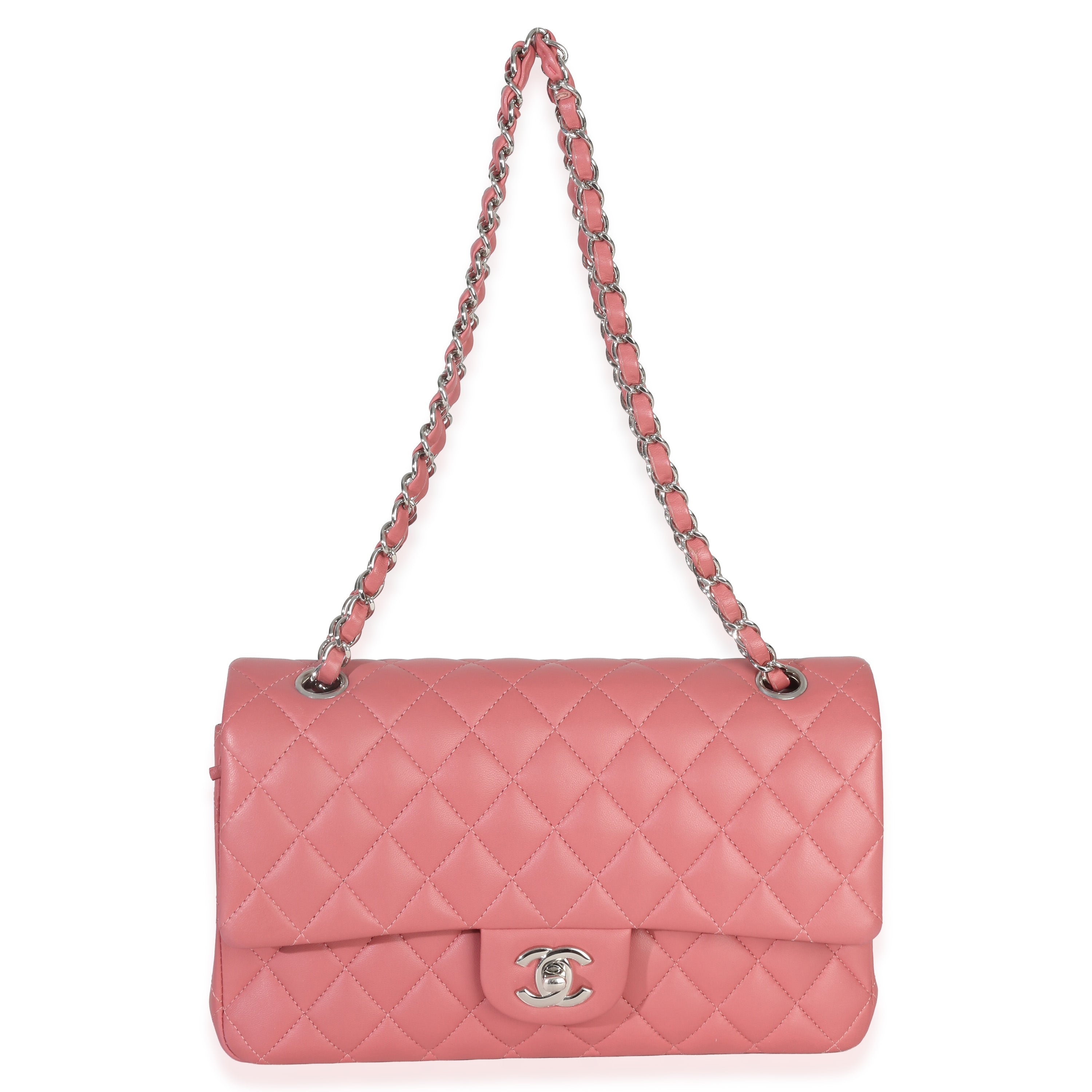 Pink Quilted Lambskin Medium Classic Double Flap Bag