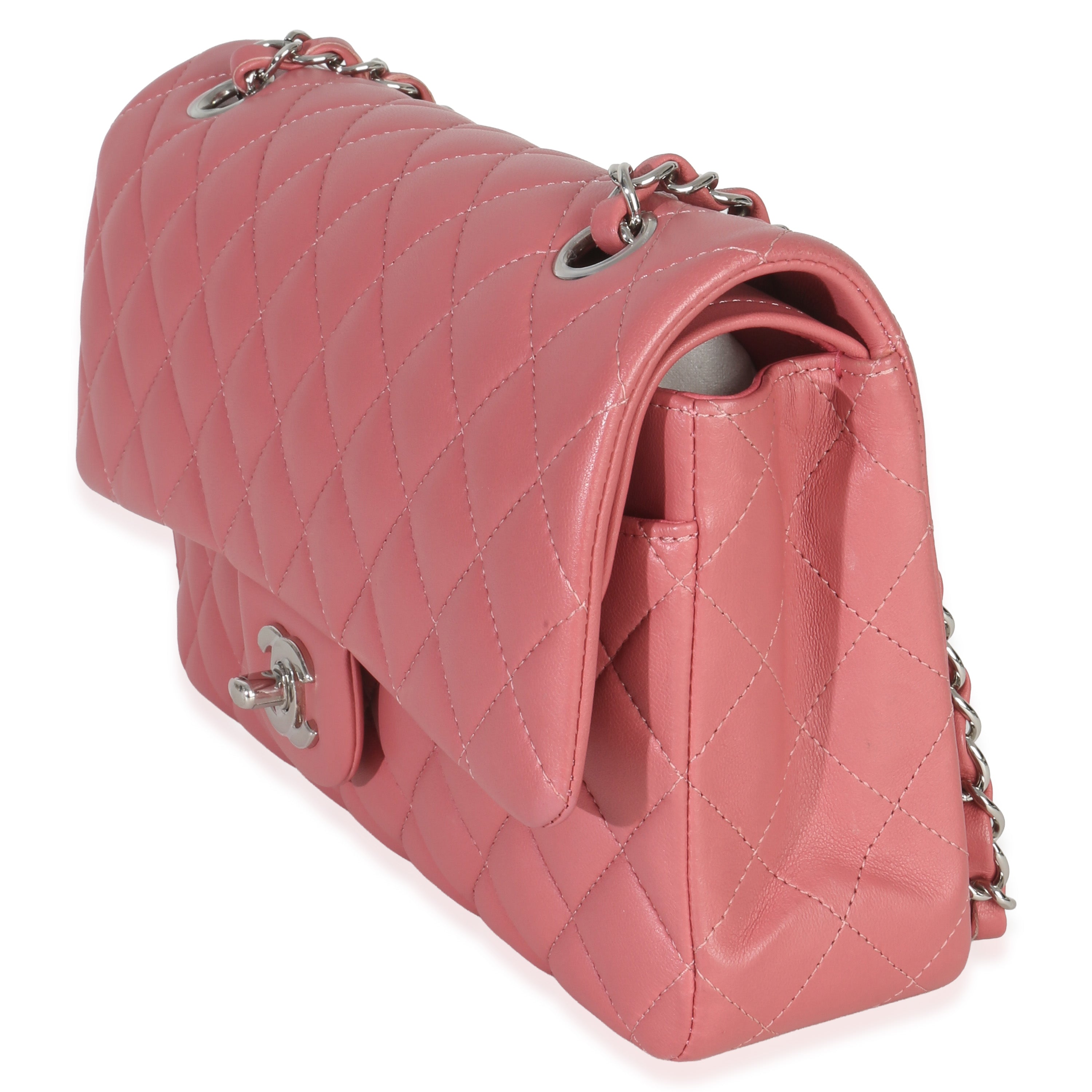 Pink Quilted Lambskin Medium Classic Double Flap Bag