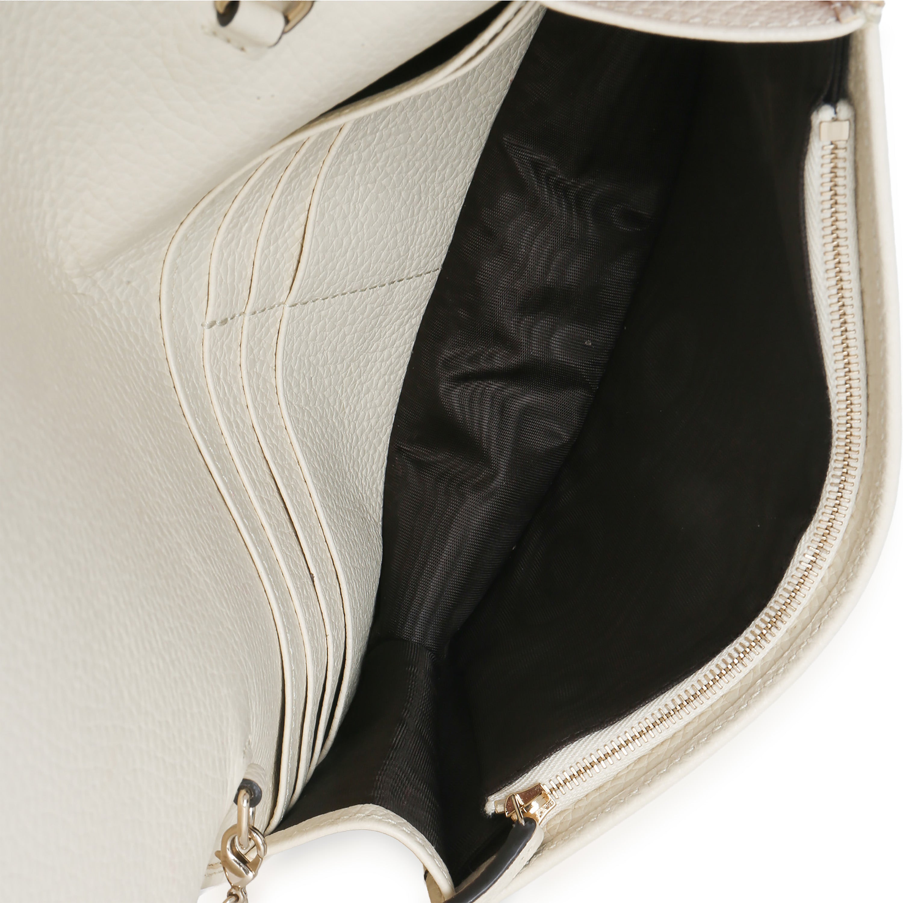 Cream Pebbled Calfskin Soho Wallet On Chain