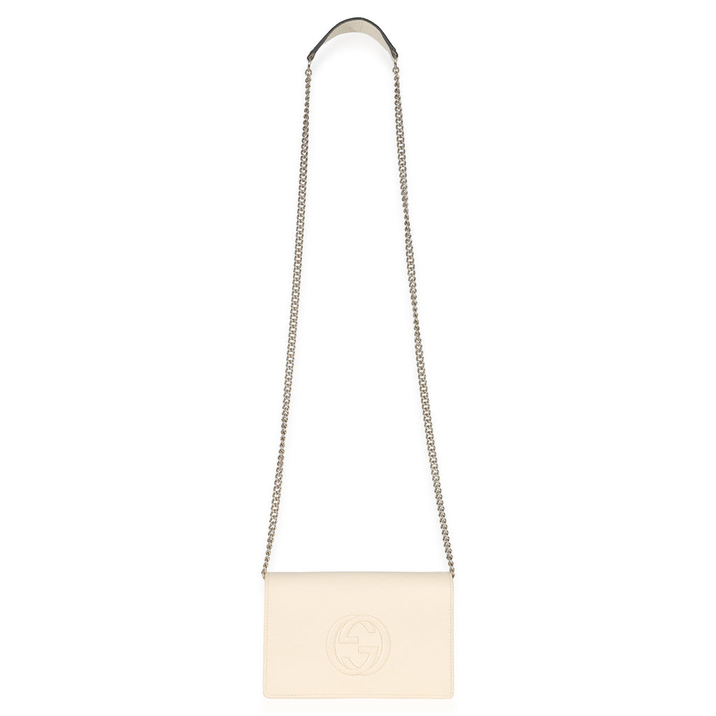 Cream Pebbled Calfskin Soho Wallet On Chain