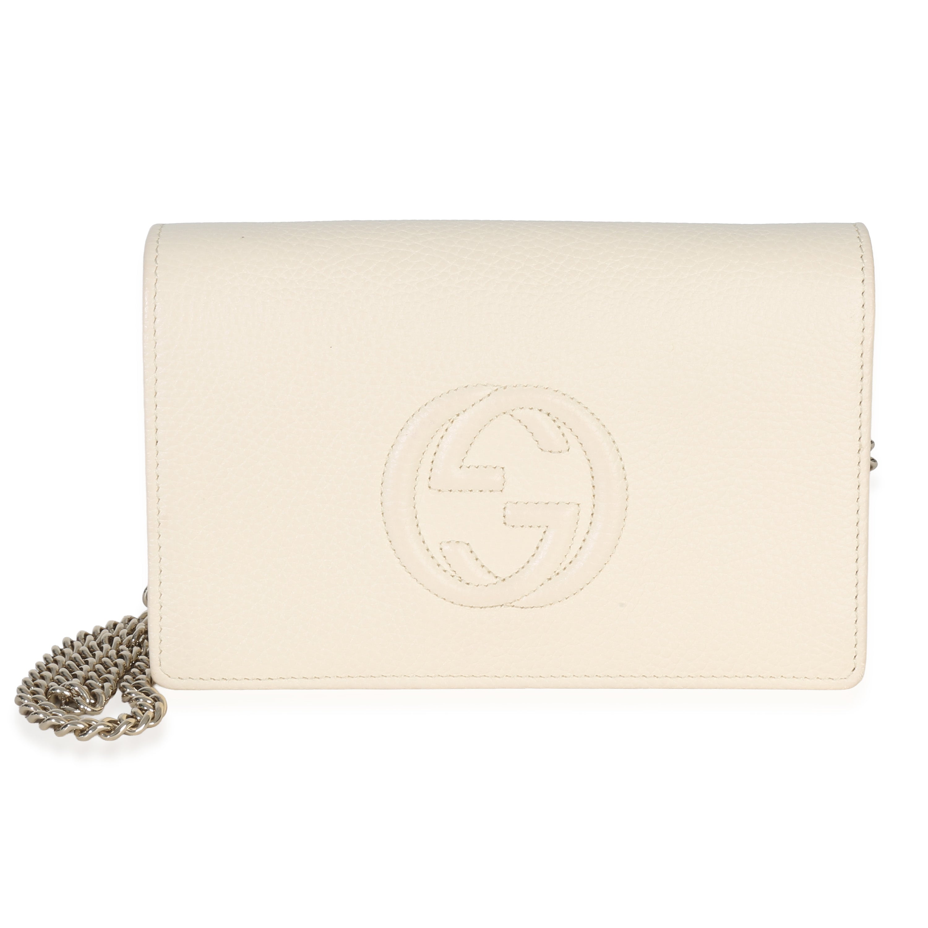 Cream Pebbled Calfskin Soho Wallet On Chain