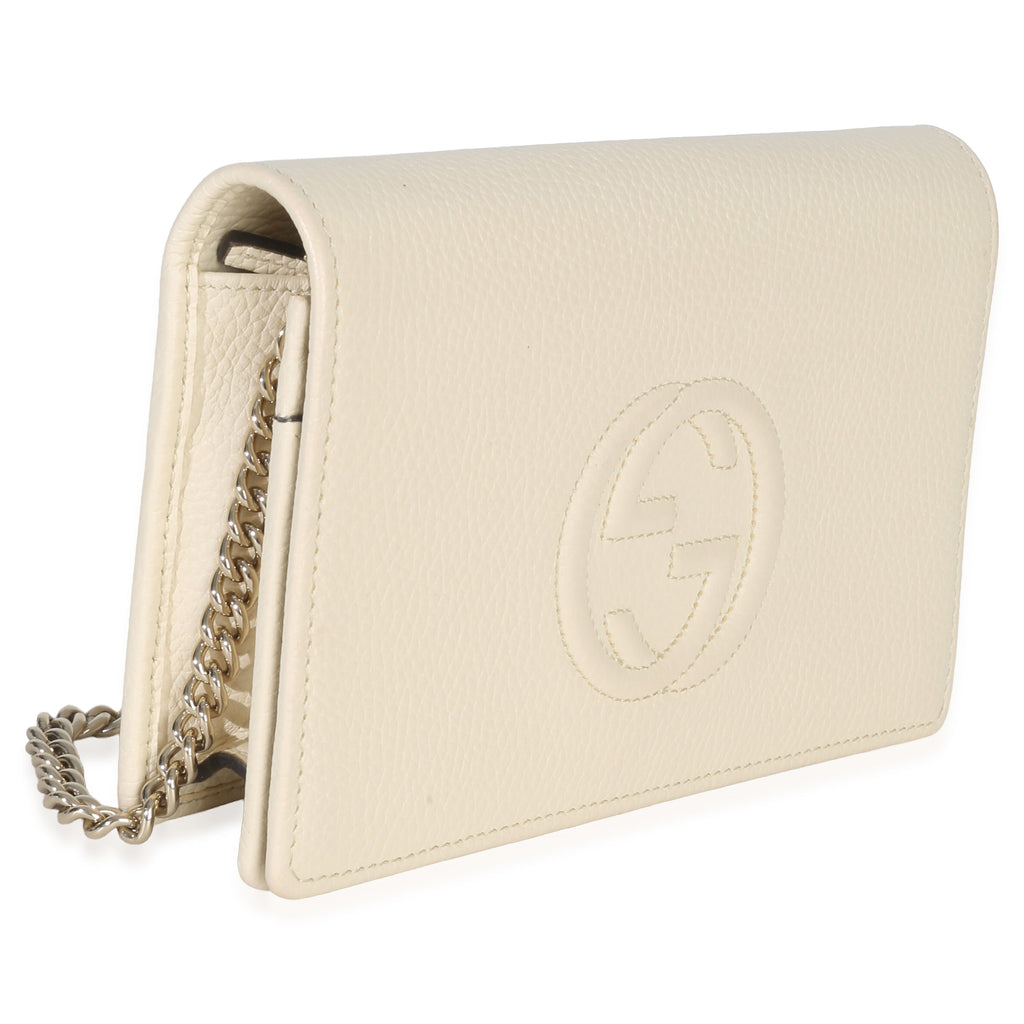 Cream Pebbled Calfskin Soho Wallet On Chain