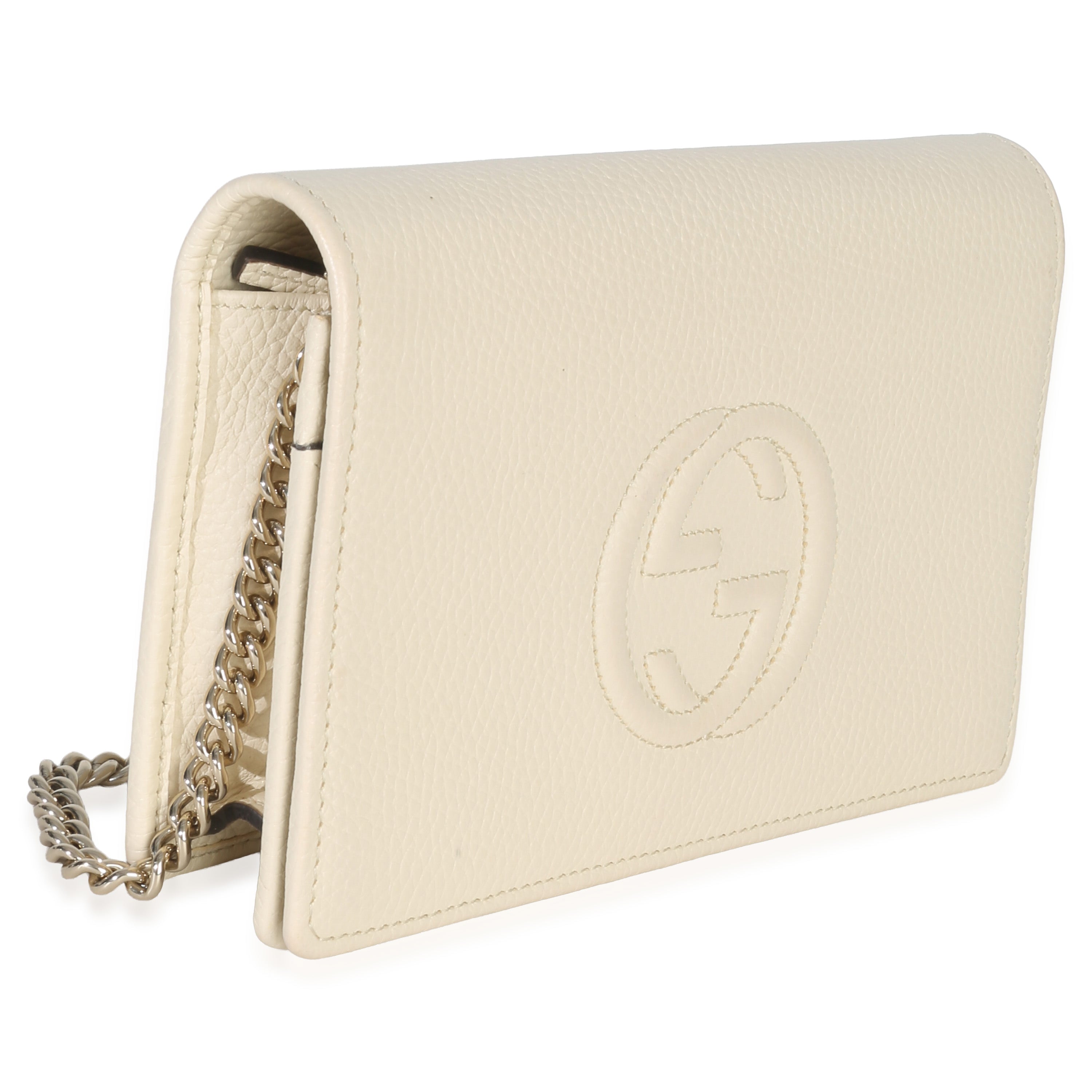 Cream Pebbled Calfskin Soho Wallet On Chain