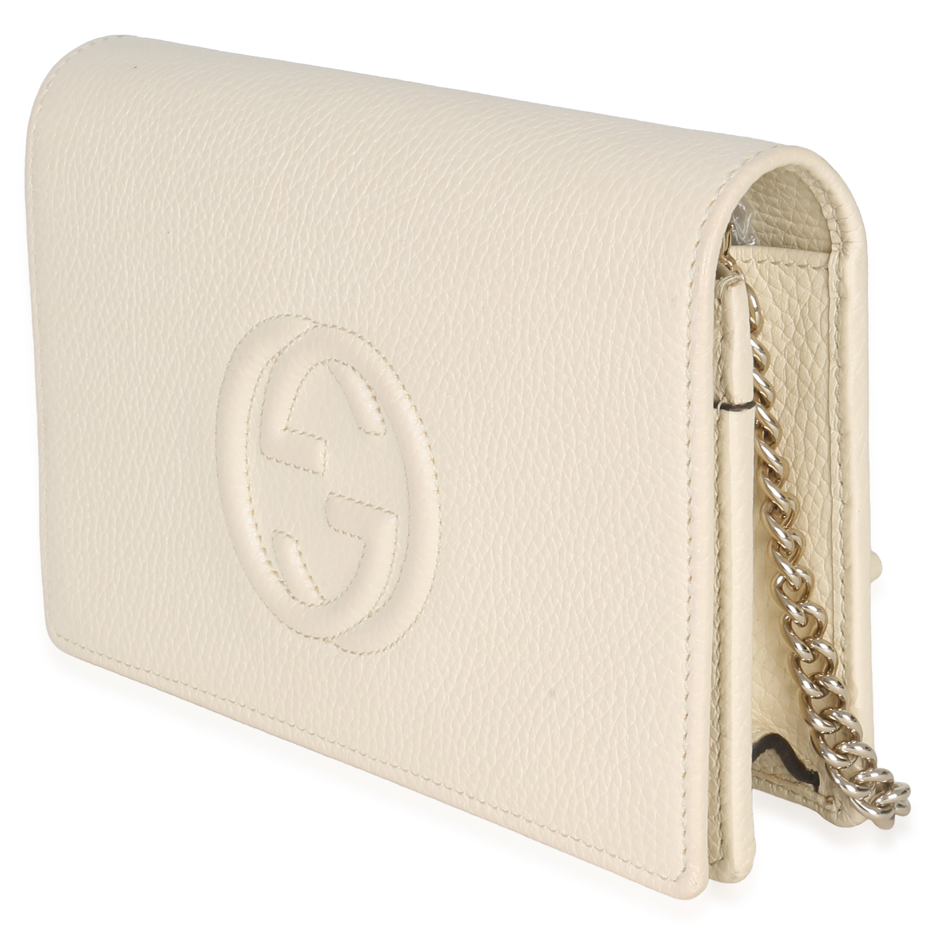 Cream Pebbled Calfskin Soho Wallet On Chain