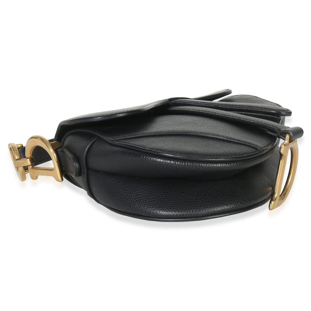 Black Grained Calfskin Mini Saddle Bag