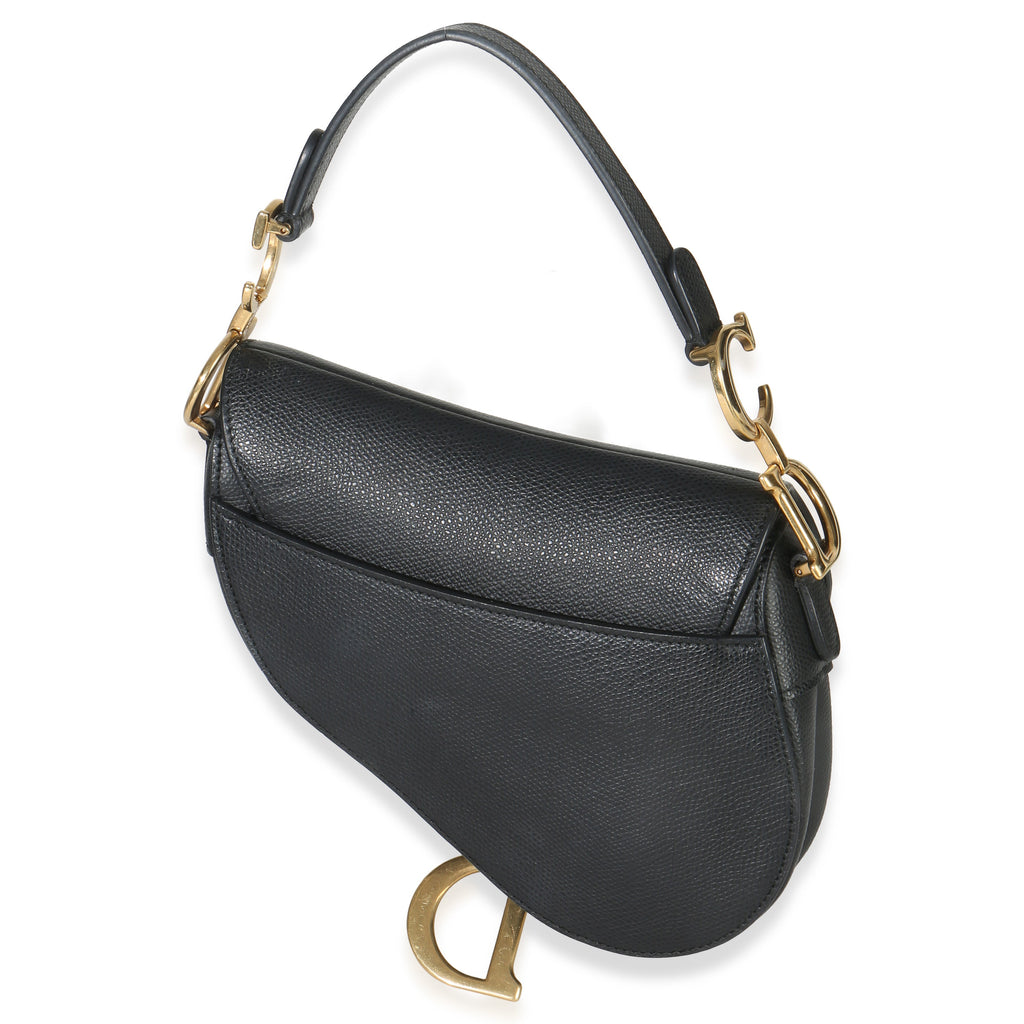 Black Grained Calfskin Mini Saddle Bag