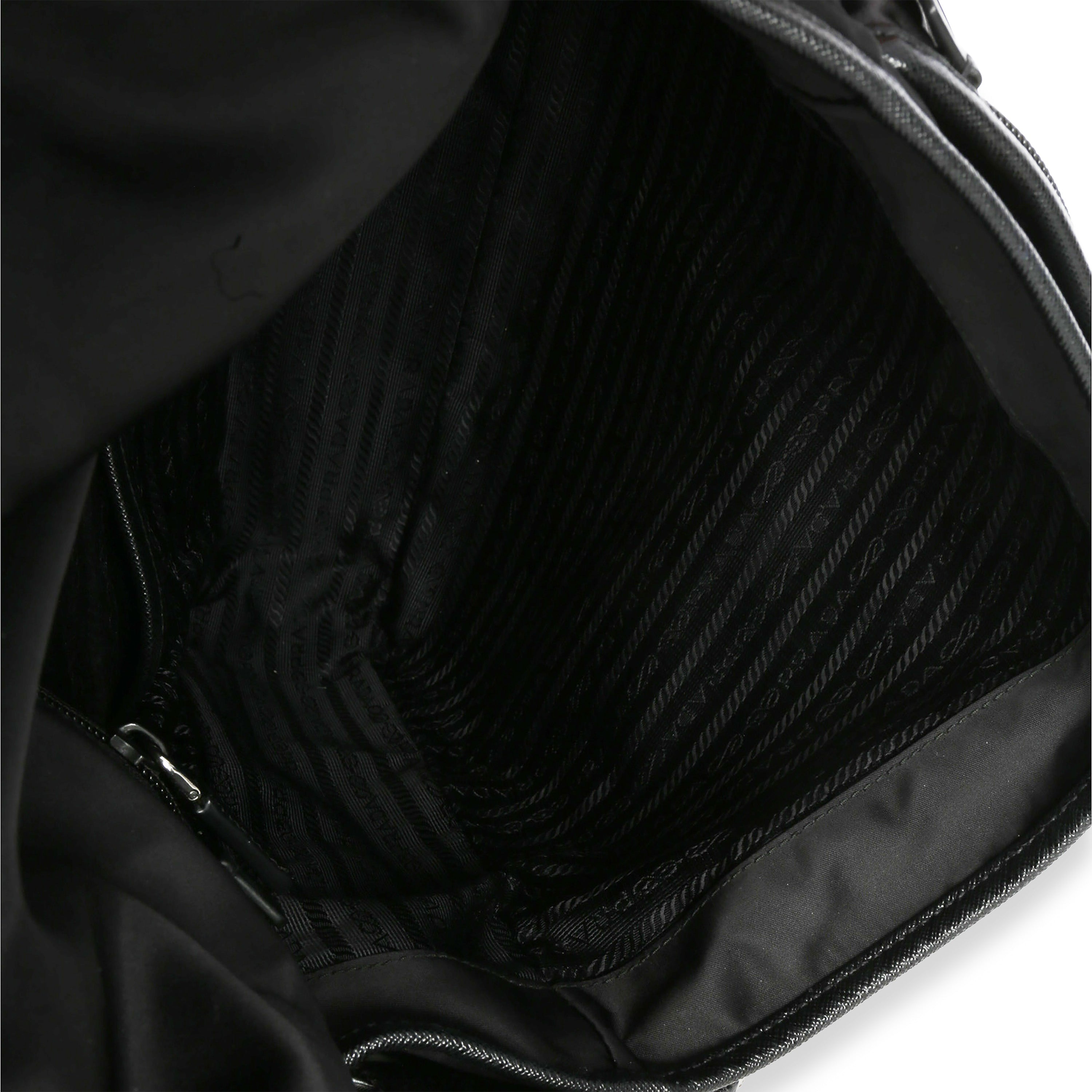Black Nylon Saffiano Logo Buckle Messenger Bag