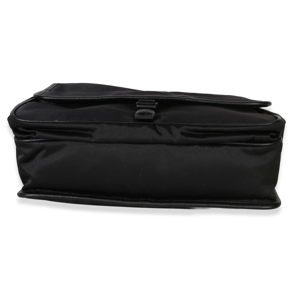 Black Nylon Saffiano Logo Buckle Messenger Bag