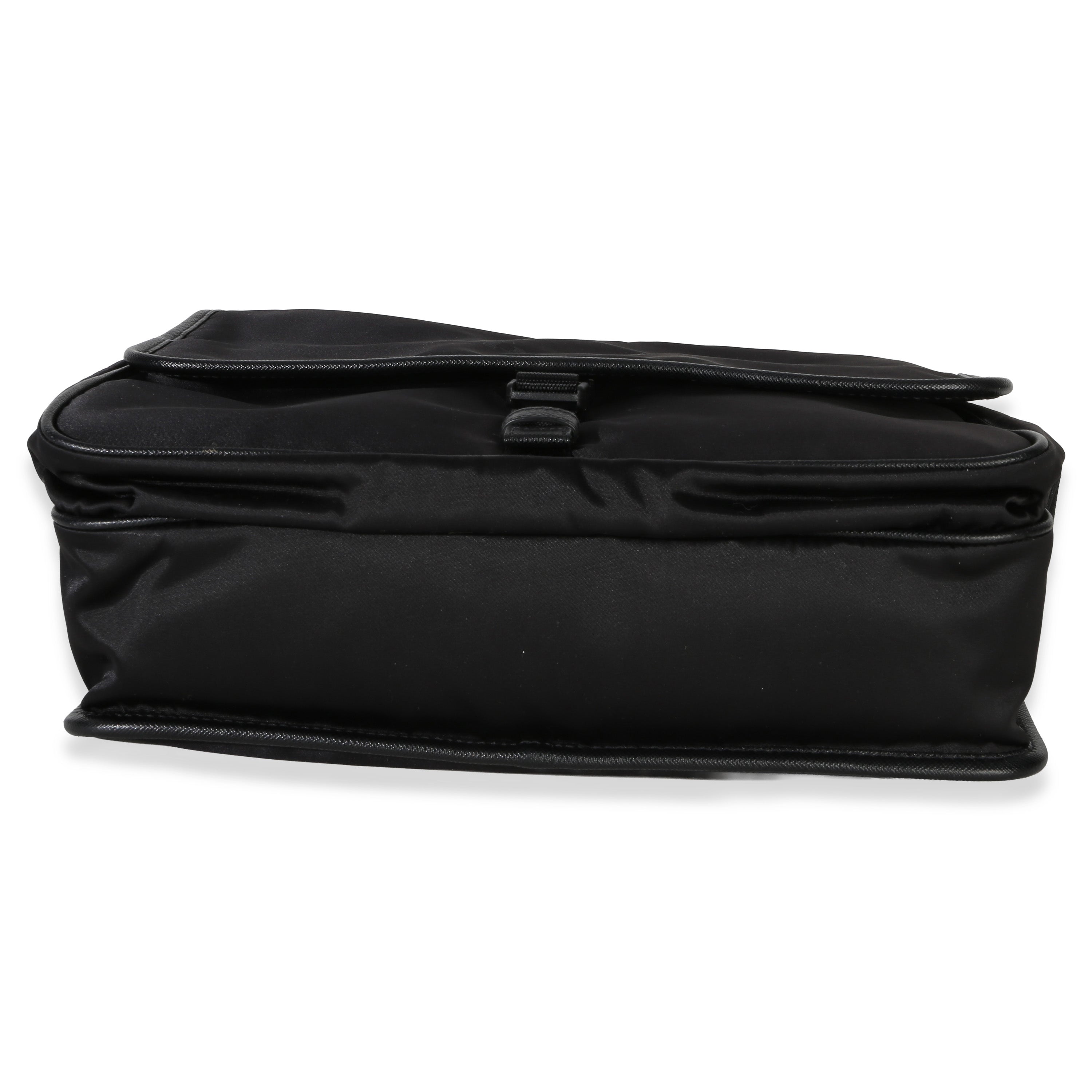 Black Nylon Saffiano Logo Buckle Messenger Bag
