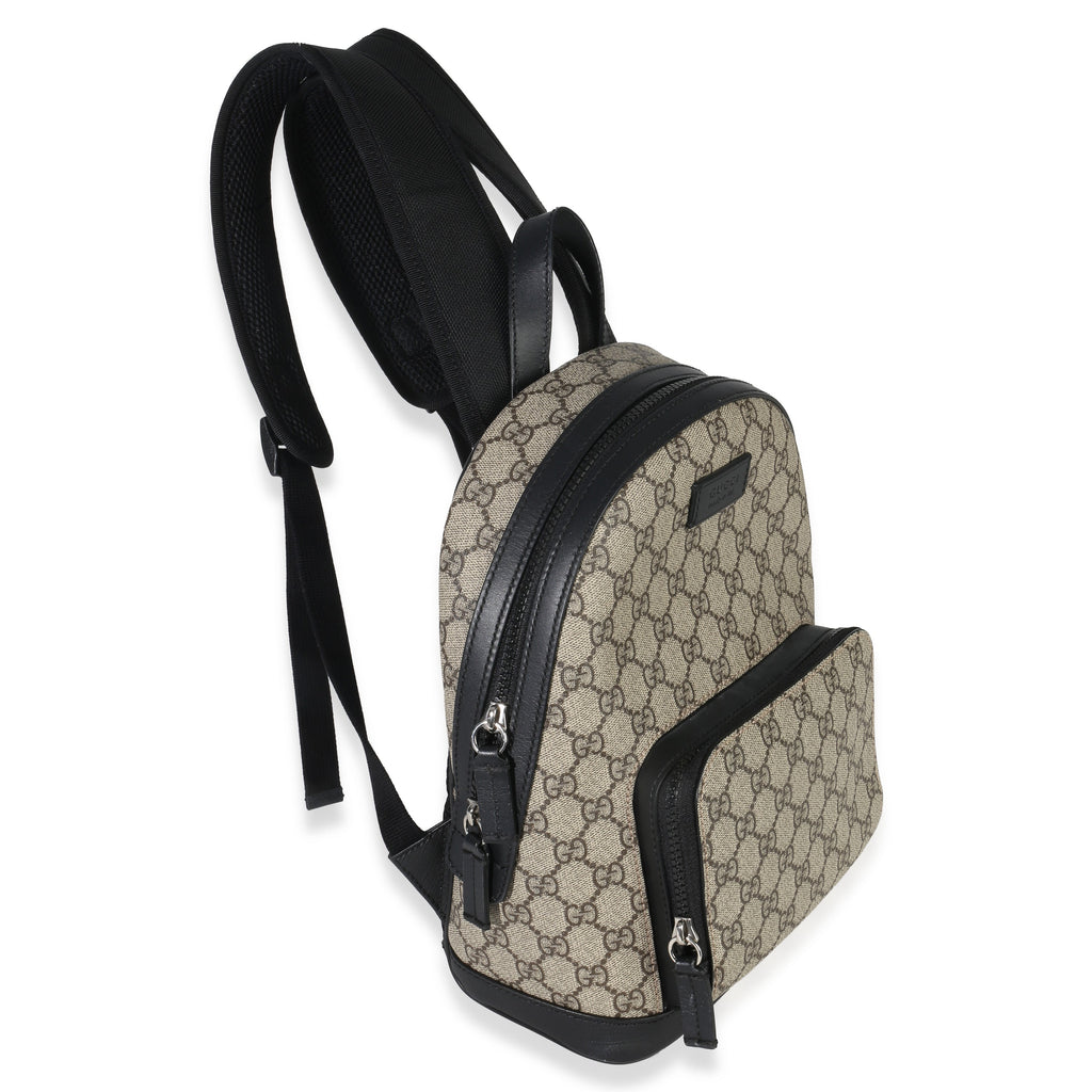 Black Beige GG Supreme Canvas Eden Small Backpack