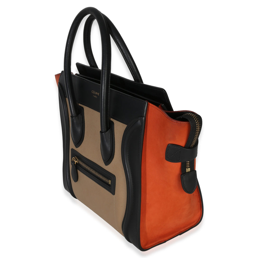 Beige Multicolor Drummed Calfskin Nubuck Nano Luggage Tote
