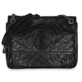 Black Crinkled Calfskin Matelasse Medium Niki Chain Satchel