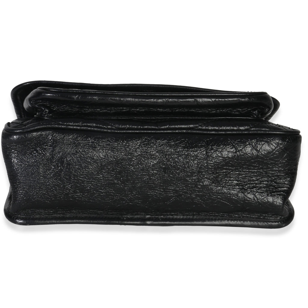Black Crinkled Calfskin Matelasse Medium Niki Chain Satchel