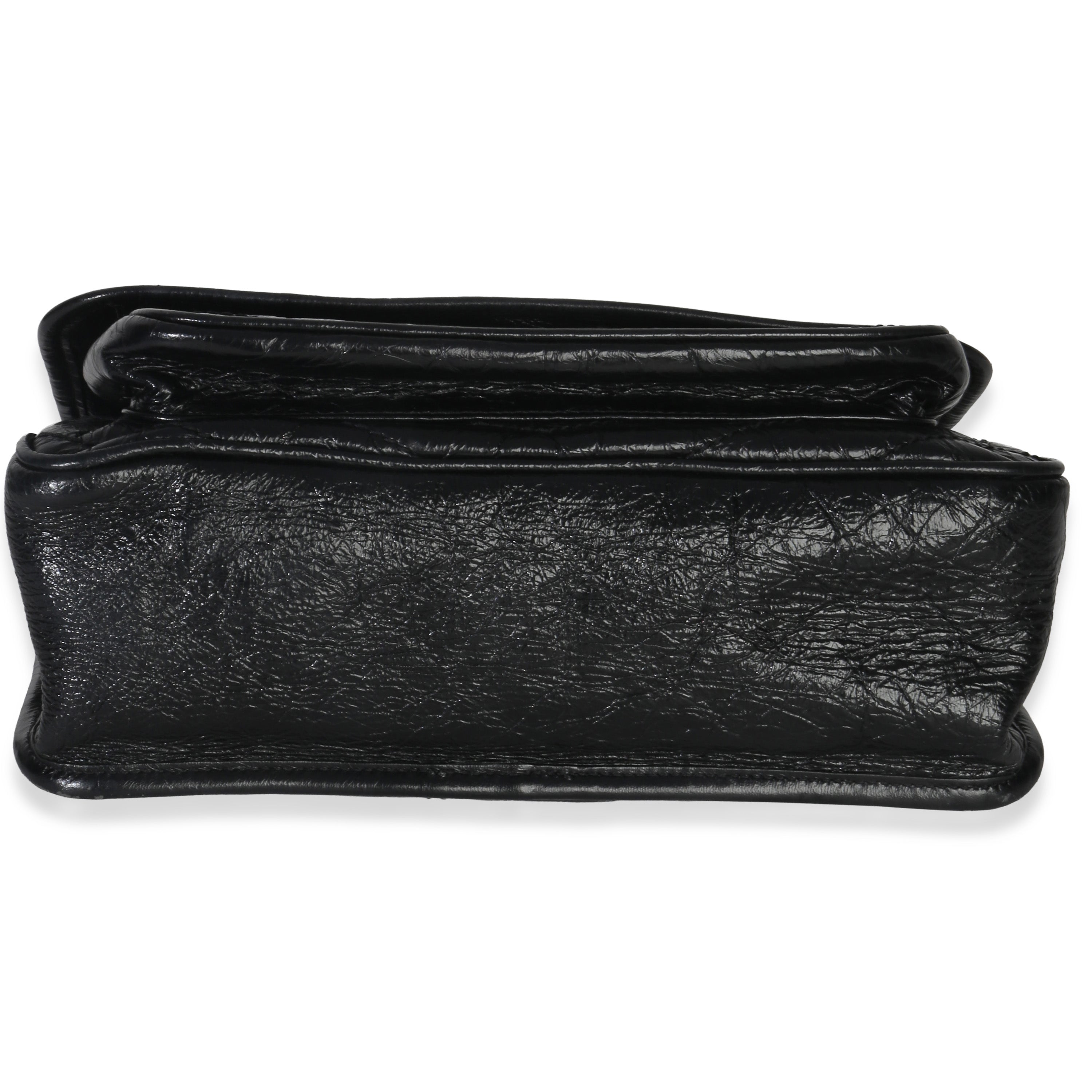 Black Crinkled Calfskin Matelasse Medium Niki Chain Satchel