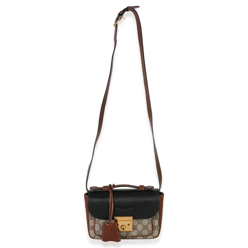Black Ebony GG Supreme Monogram Calfskin New Sakai Mini Padlock Bag