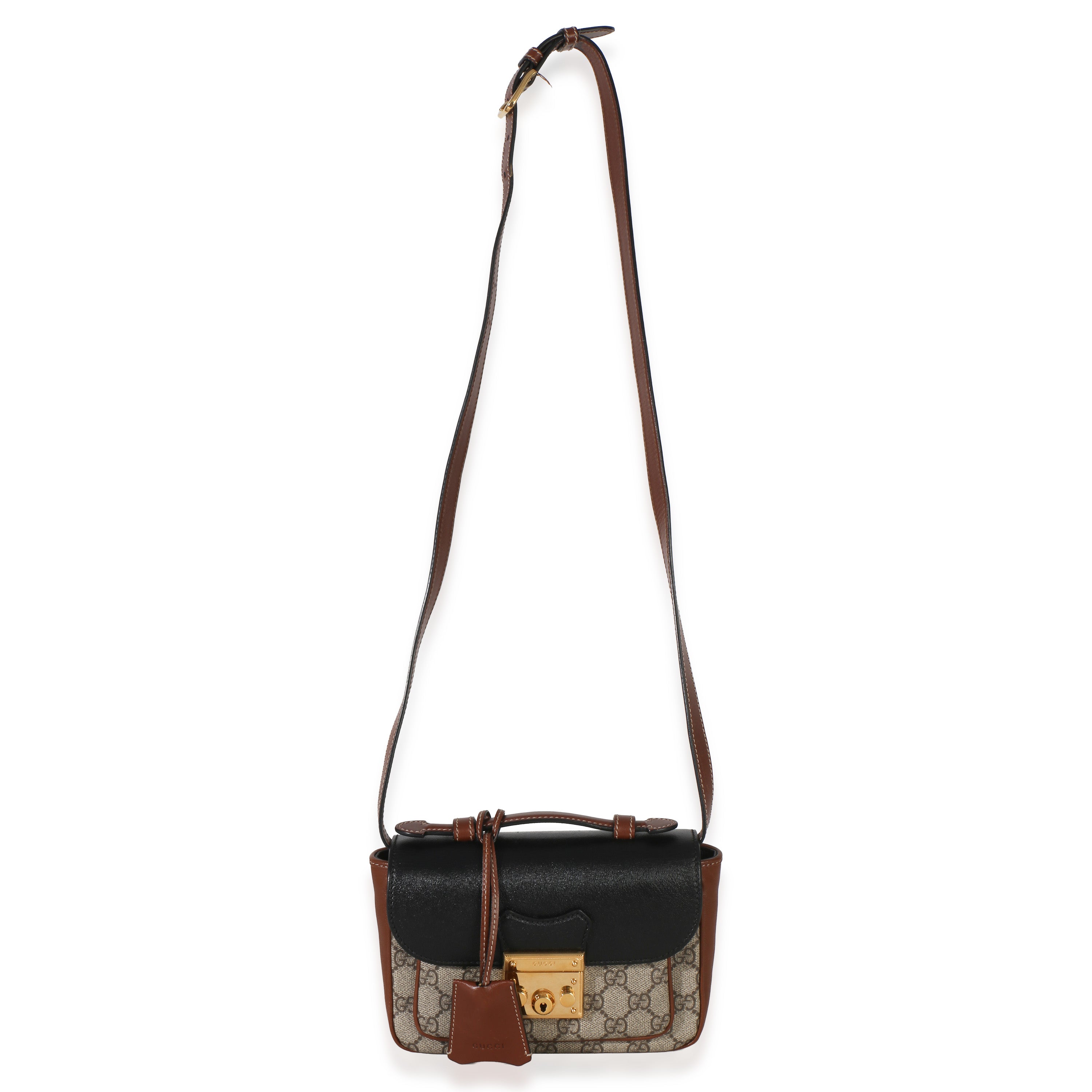 Black Ebony GG Supreme Monogram Calfskin New Sakai Mini Padlock Bag