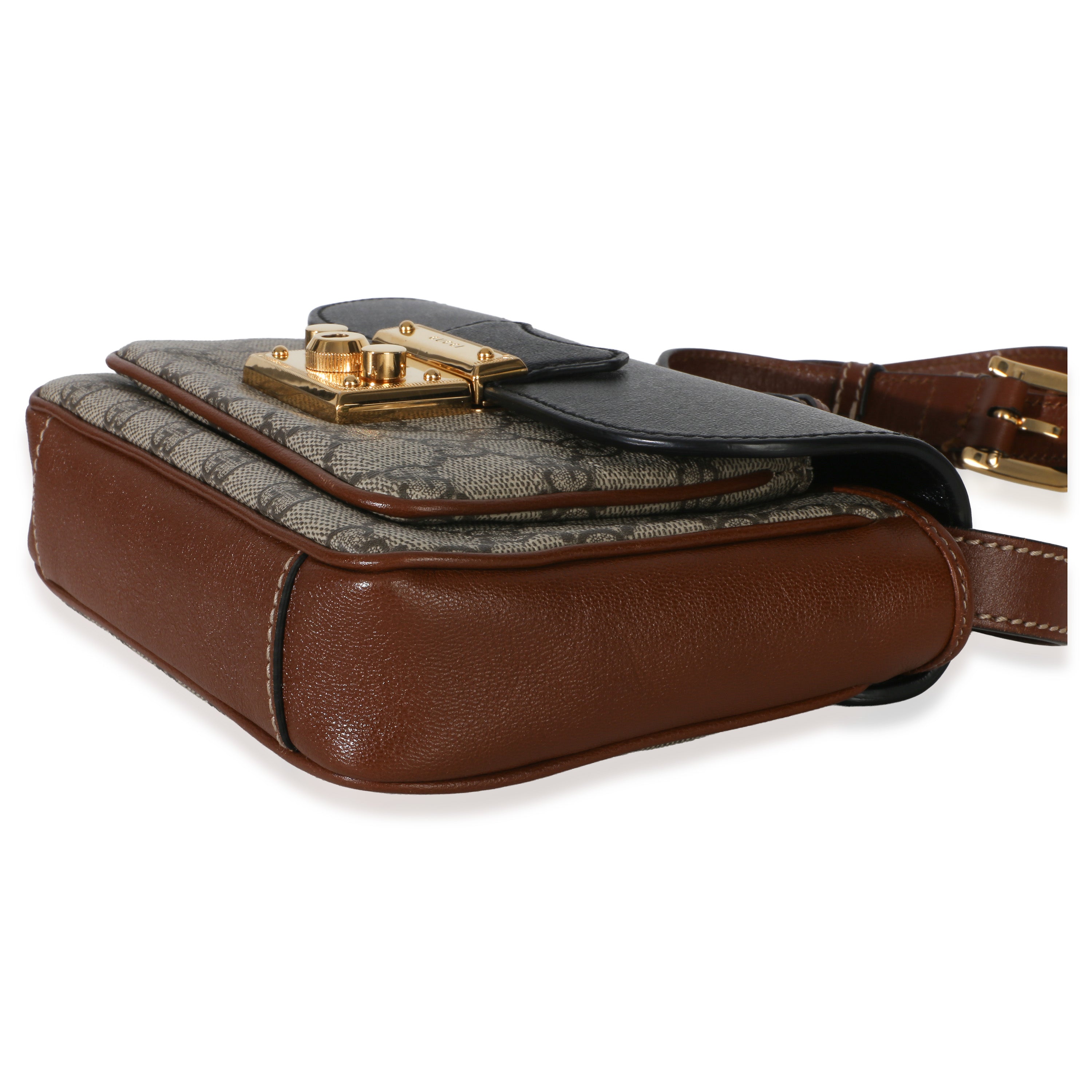 Black Ebony GG Supreme Monogram Calfskin New Sakai Mini Padlock Bag