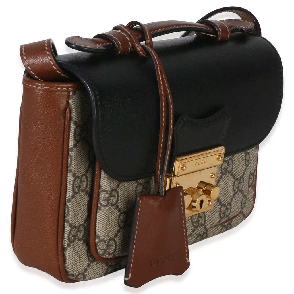 Black Ebony GG Supreme Monogram Calfskin New Sakai Mini Padlock Bag
