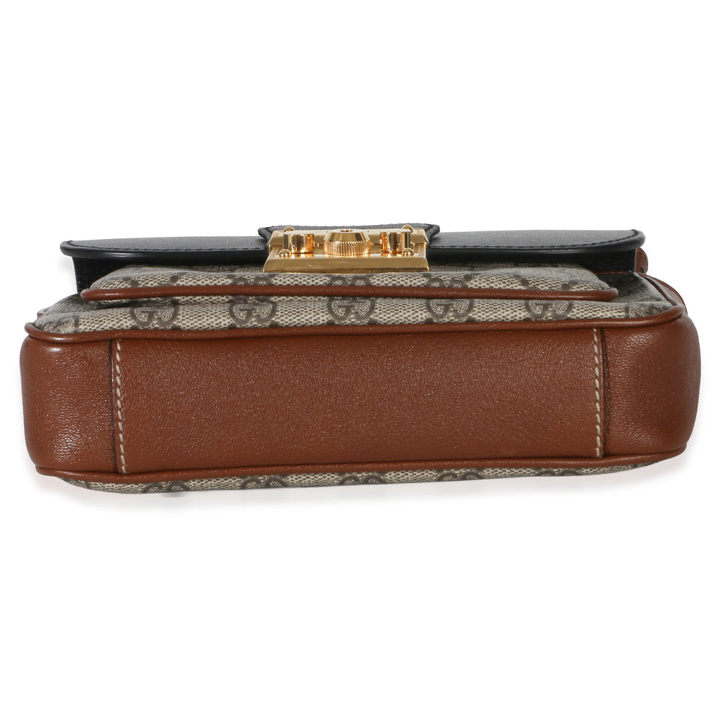 Black Ebony GG Supreme Monogram Calfskin New Sakai Mini Padlock Bag