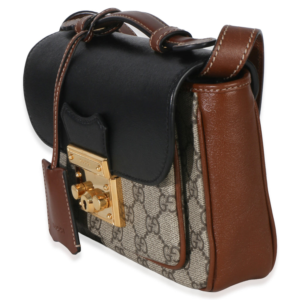 Black Ebony GG Supreme Monogram Calfskin New Sakai Mini Padlock Bag