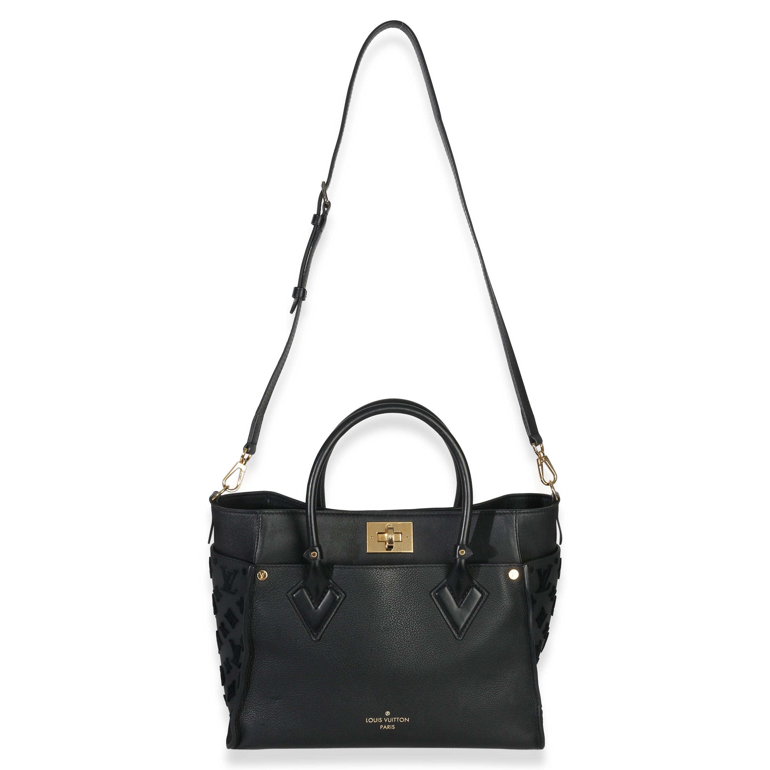 Black Calfskin Monogram Tufting On My Side MM