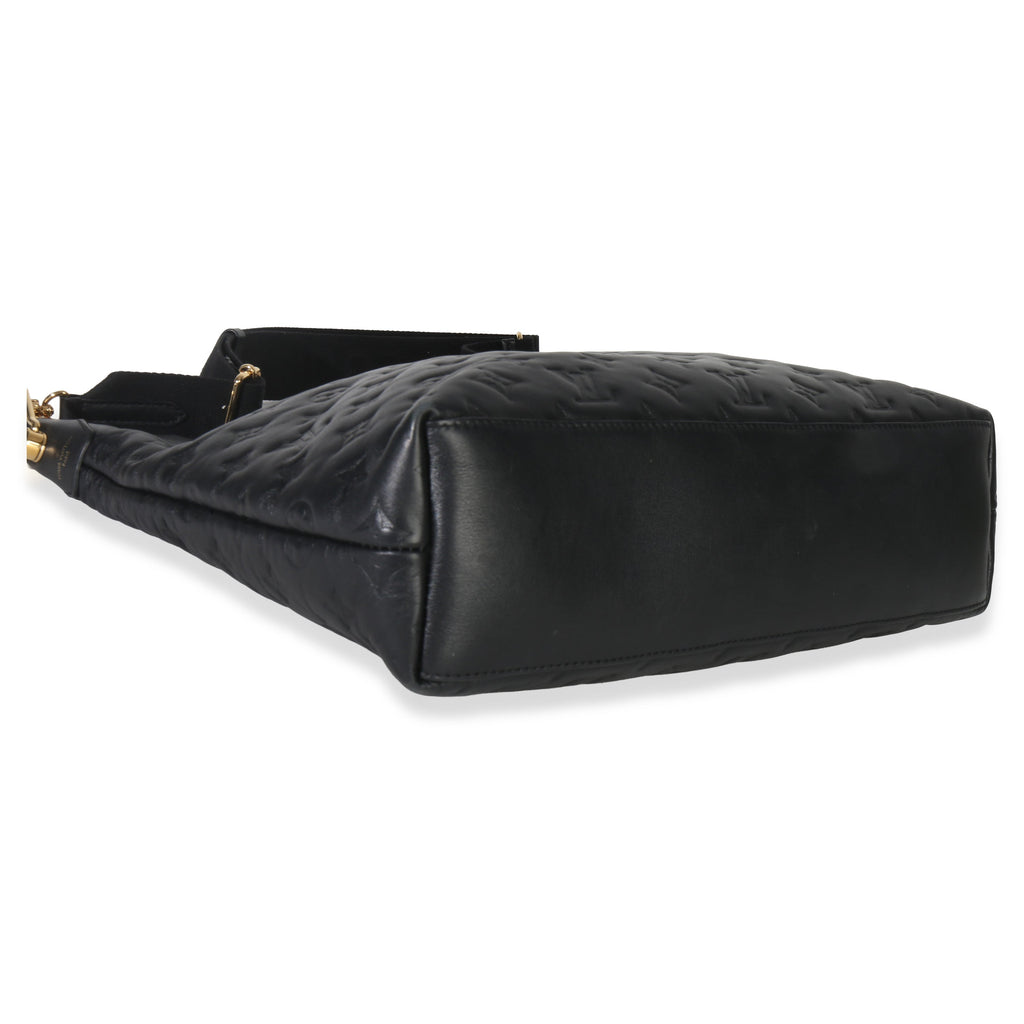 Black Monogram Embossed Lambskin Coussin MM Hobo