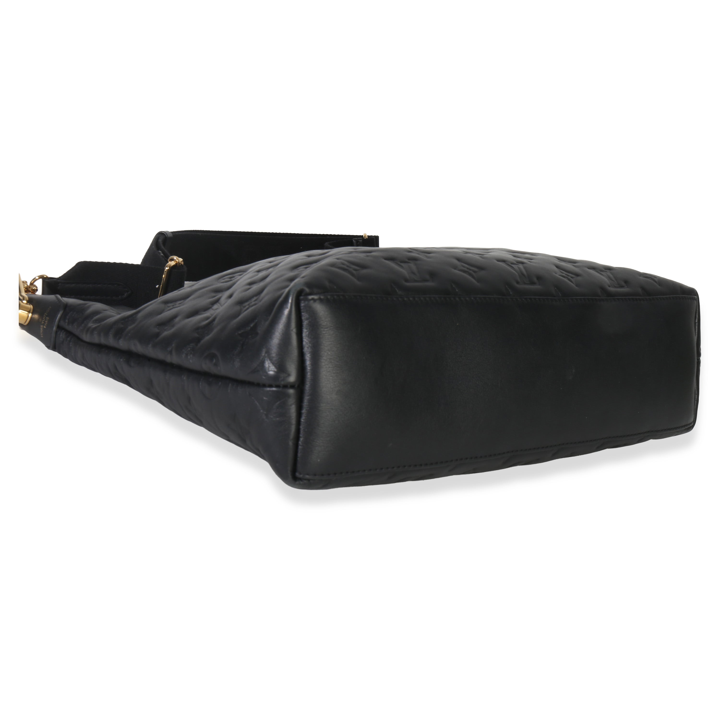 Black Monogram Embossed Lambskin Coussin MM Hobo