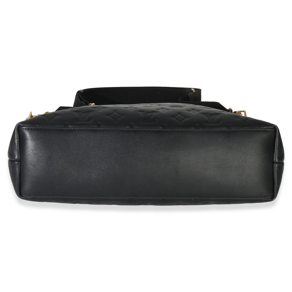 Black Monogram Embossed Lambskin Coussin MM Hobo