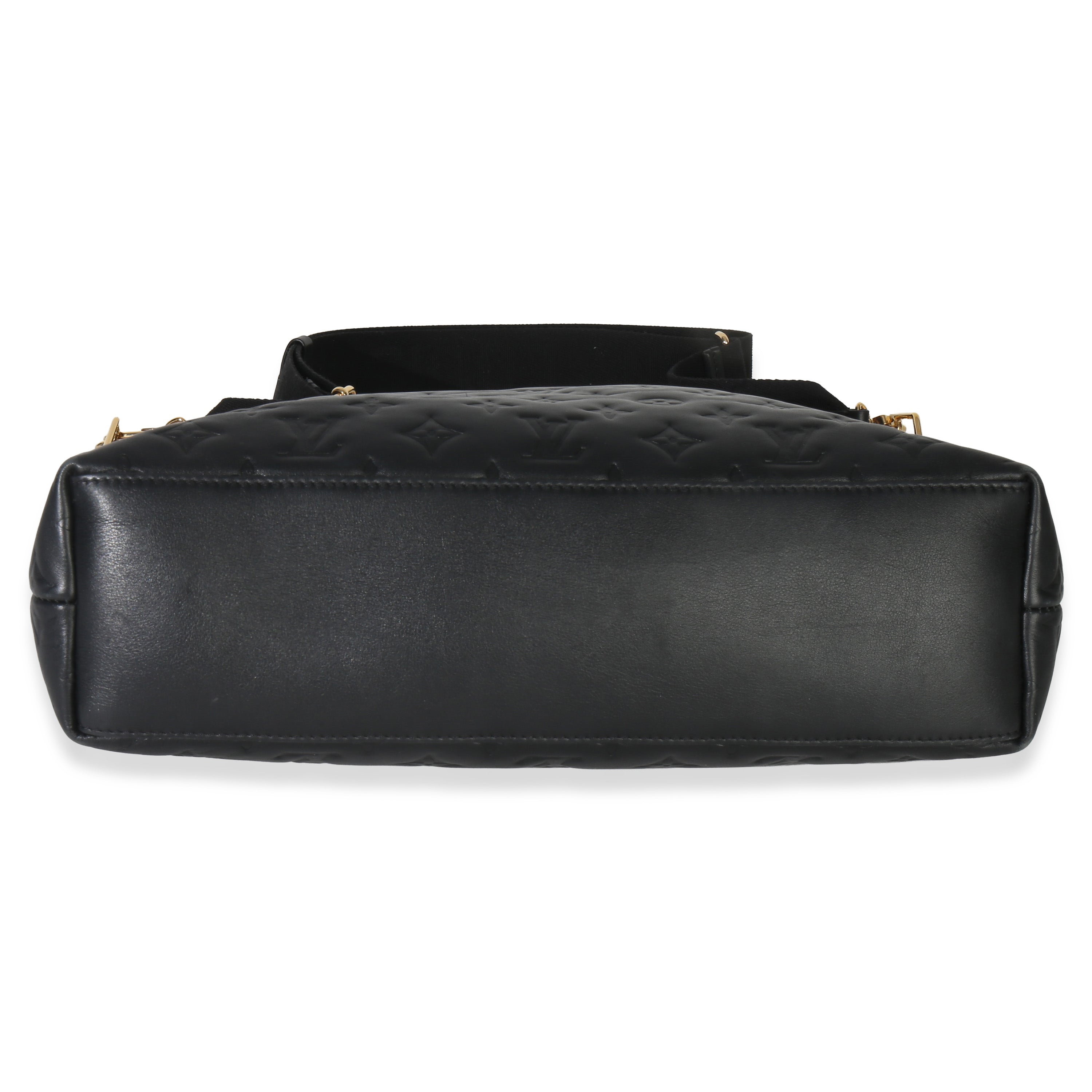 Black Monogram Embossed Lambskin Coussin MM Hobo