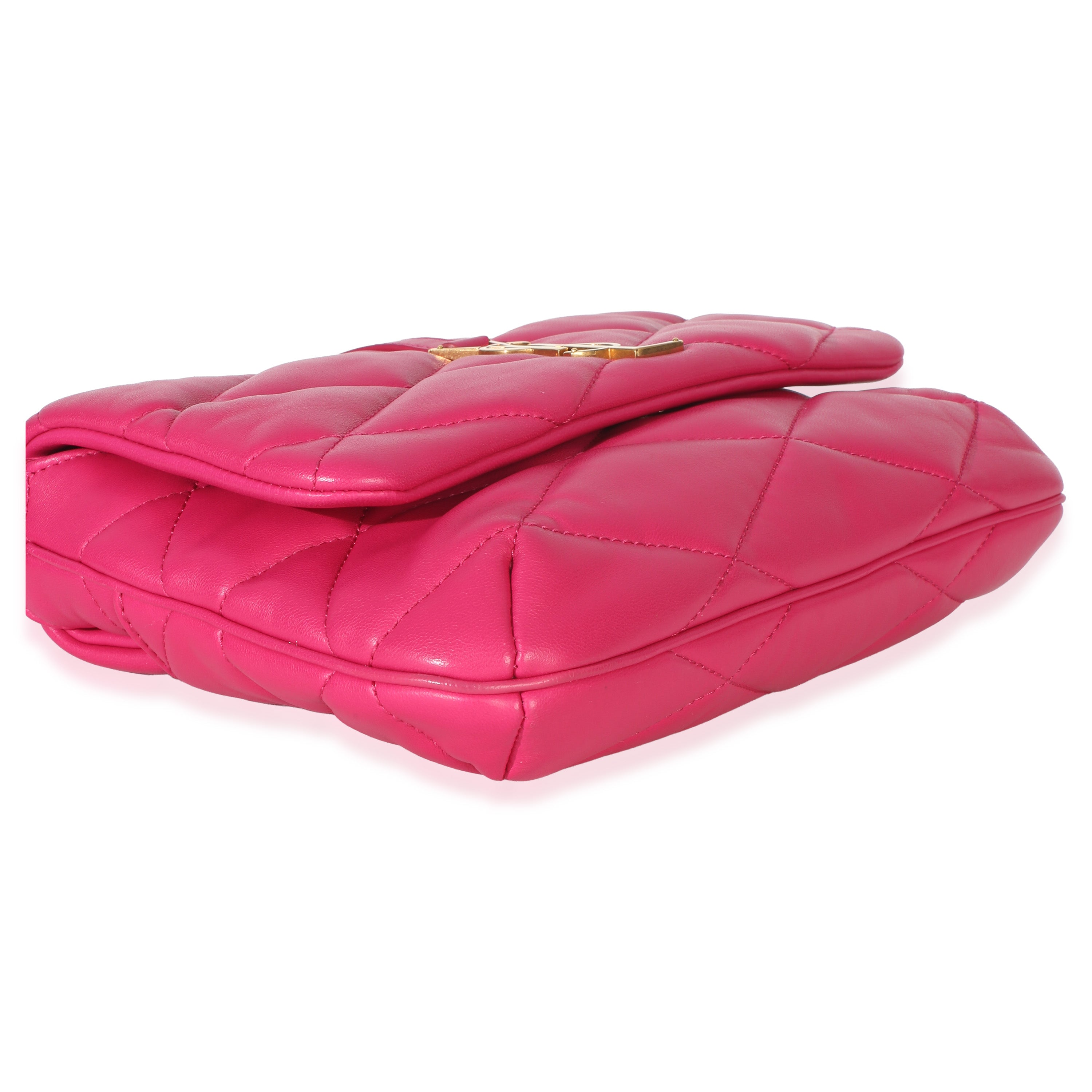 Pink Diamond Quilted Lambskin Le 5 a 7 Shoulder Flap Bag