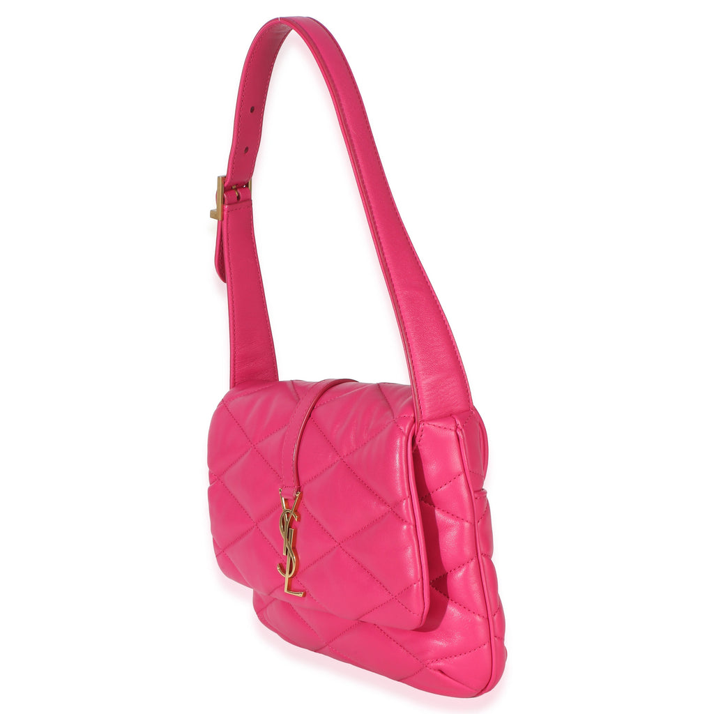 Pink Diamond Quilted Lambskin Le 5 a 7 Shoulder Flap Bag