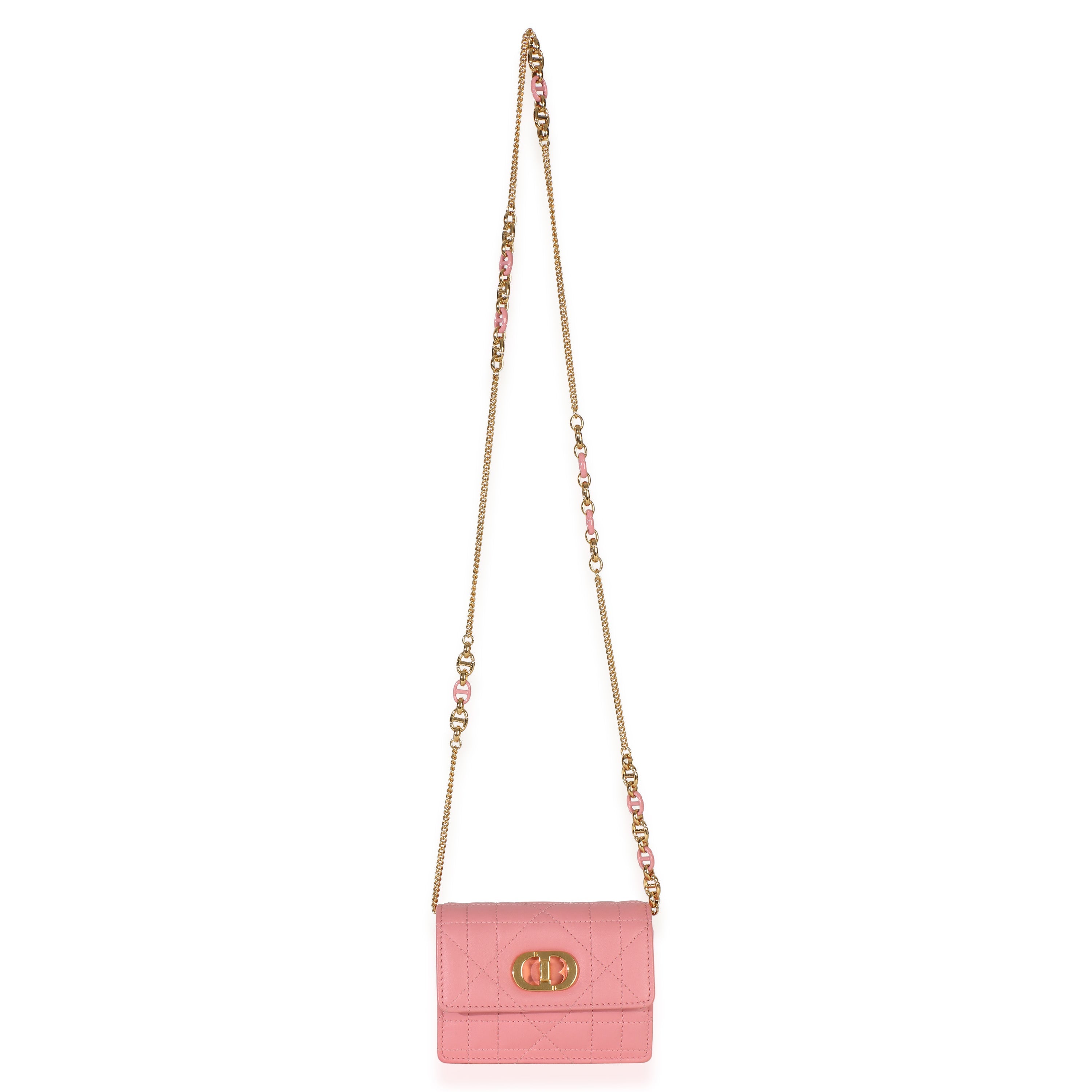 Pink Macrocannage Calfskin Micro Miss Caro Chain Bag