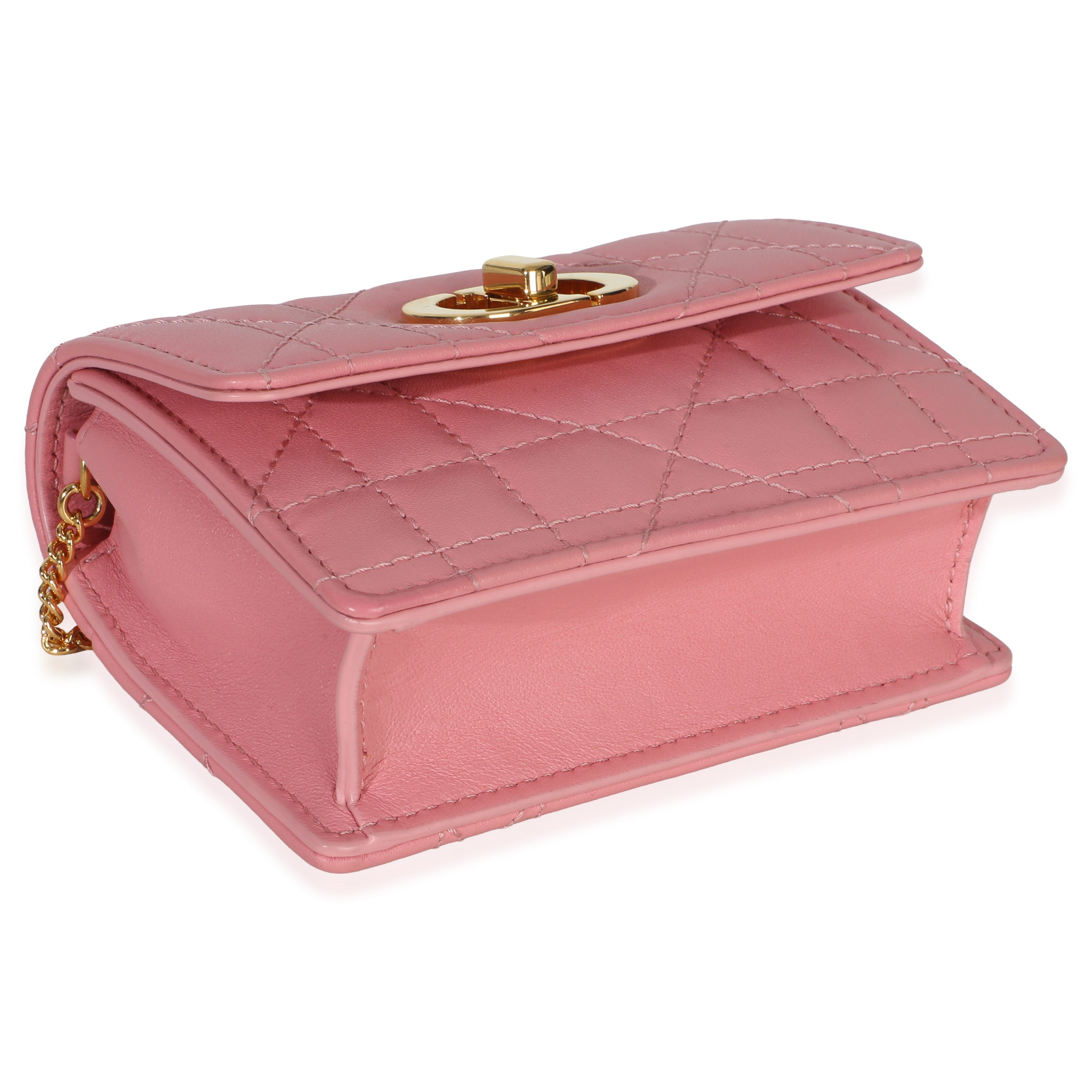 Pink Macrocannage Calfskin Micro Miss Caro Chain Bag