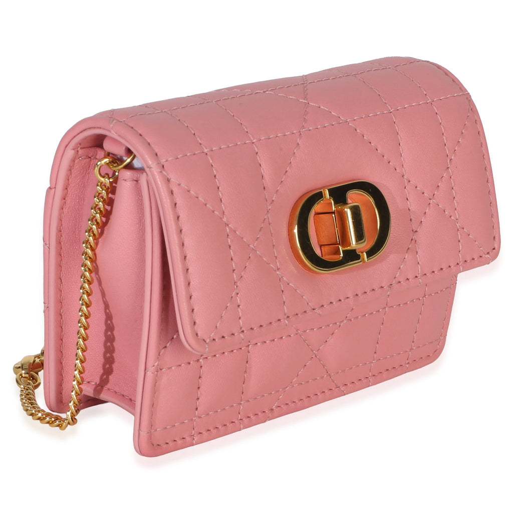 Pink Macrocannage Calfskin Micro Miss Caro Chain Bag