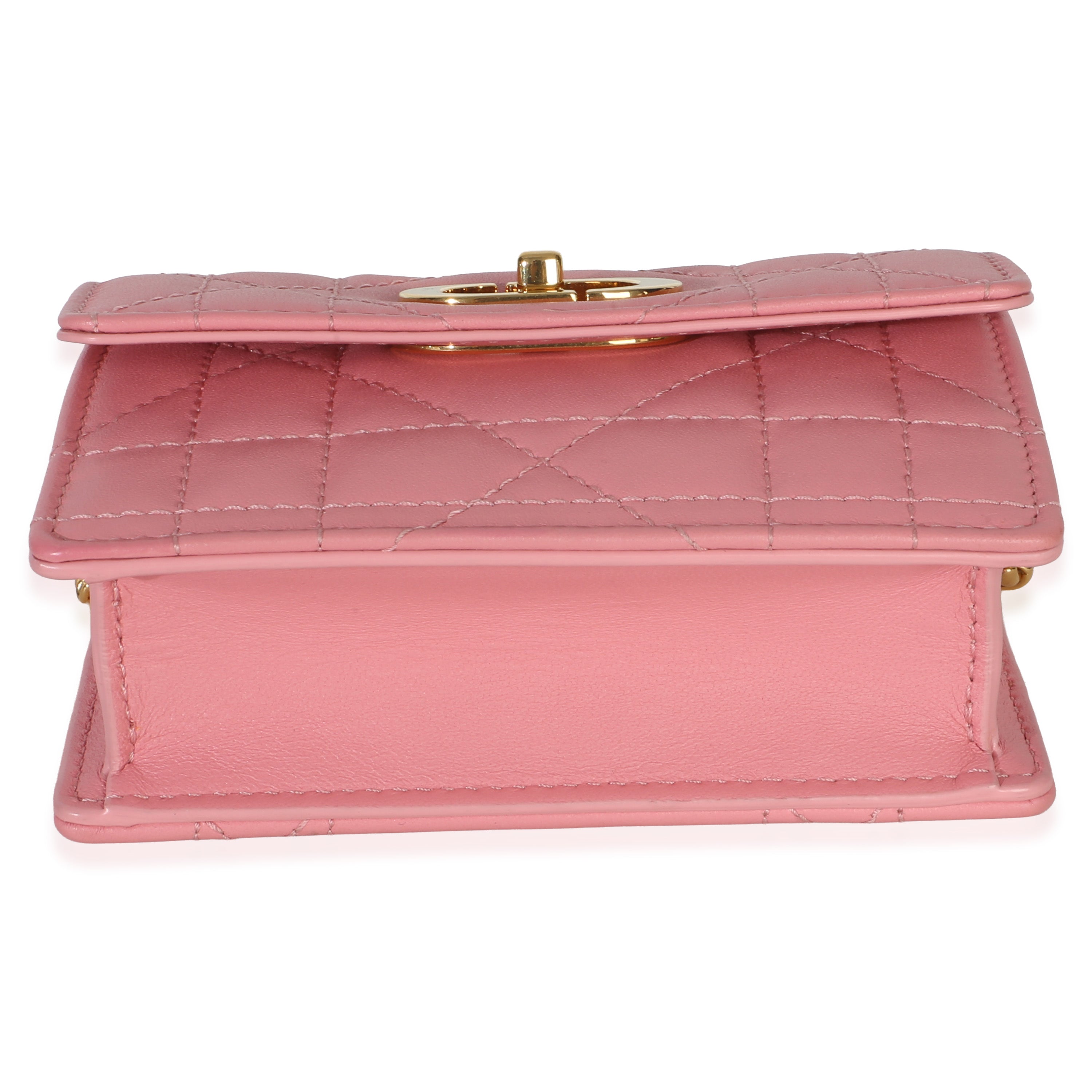 Pink Macrocannage Calfskin Micro Miss Caro Chain Bag