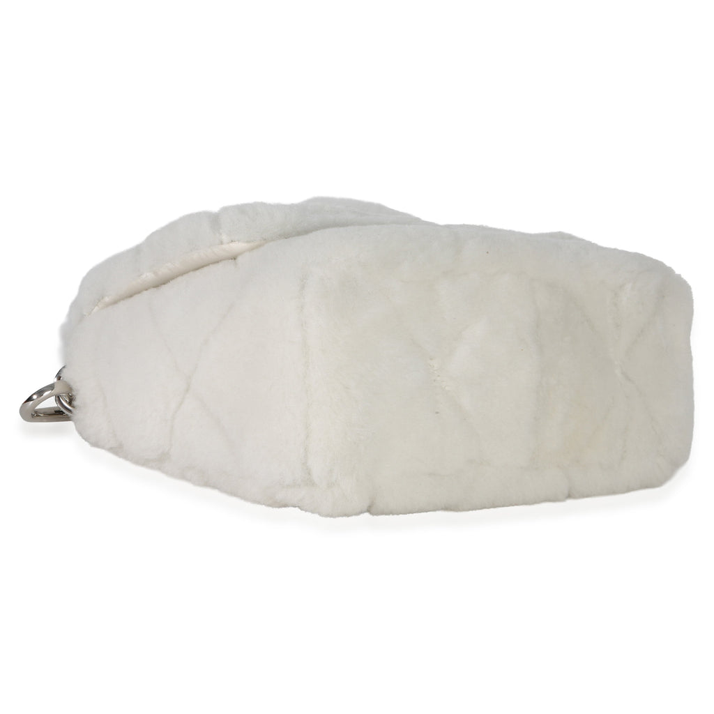 White Shearling Patchwork System Flap Bag